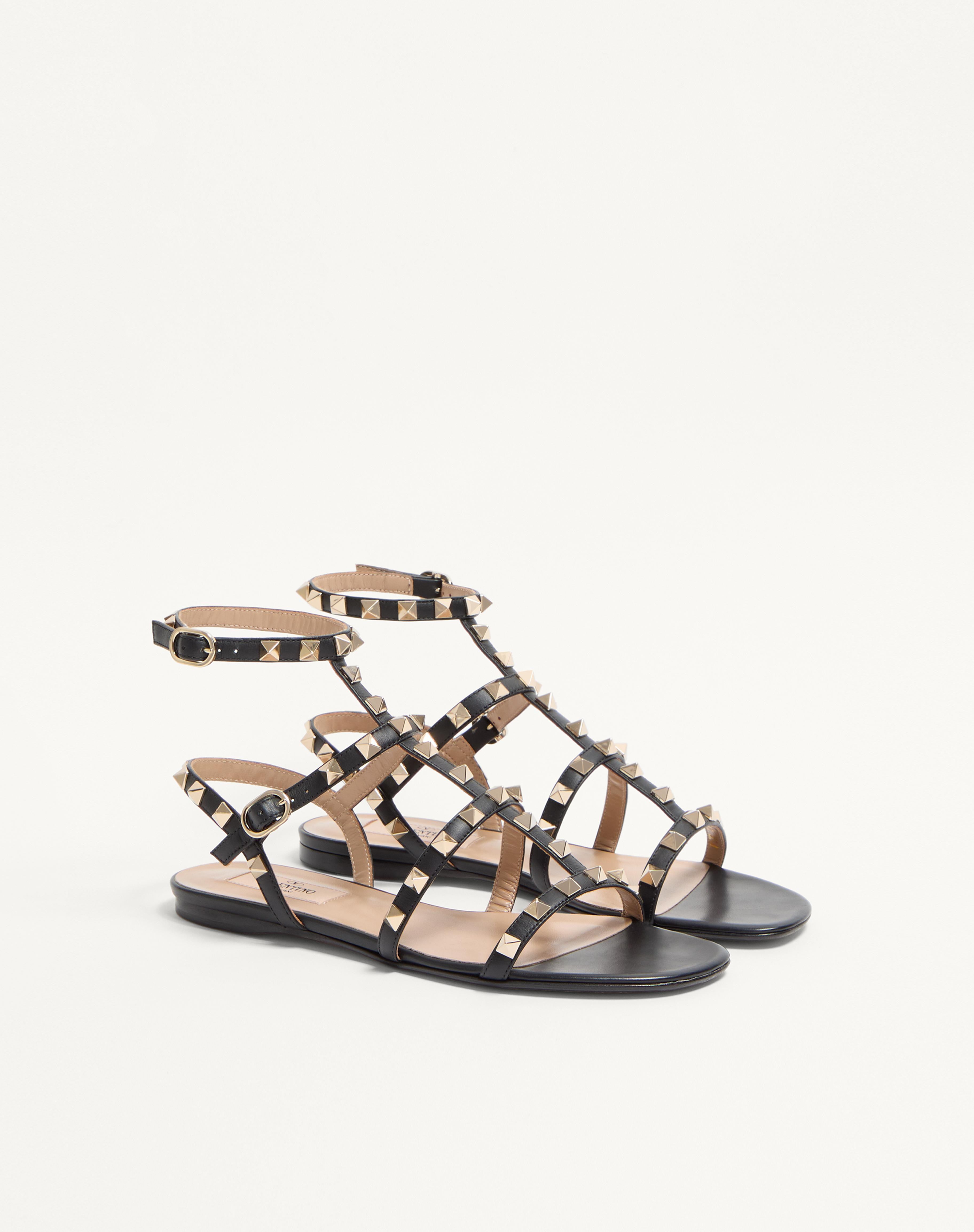 ROCKSTUD FLAT CALFSKIN SANDAL WITH STRAPS - 3