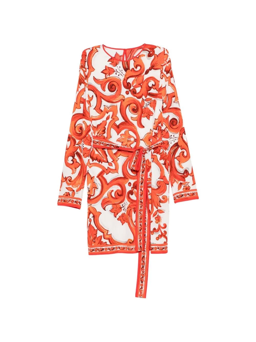 Maiolica print silk dress - 1