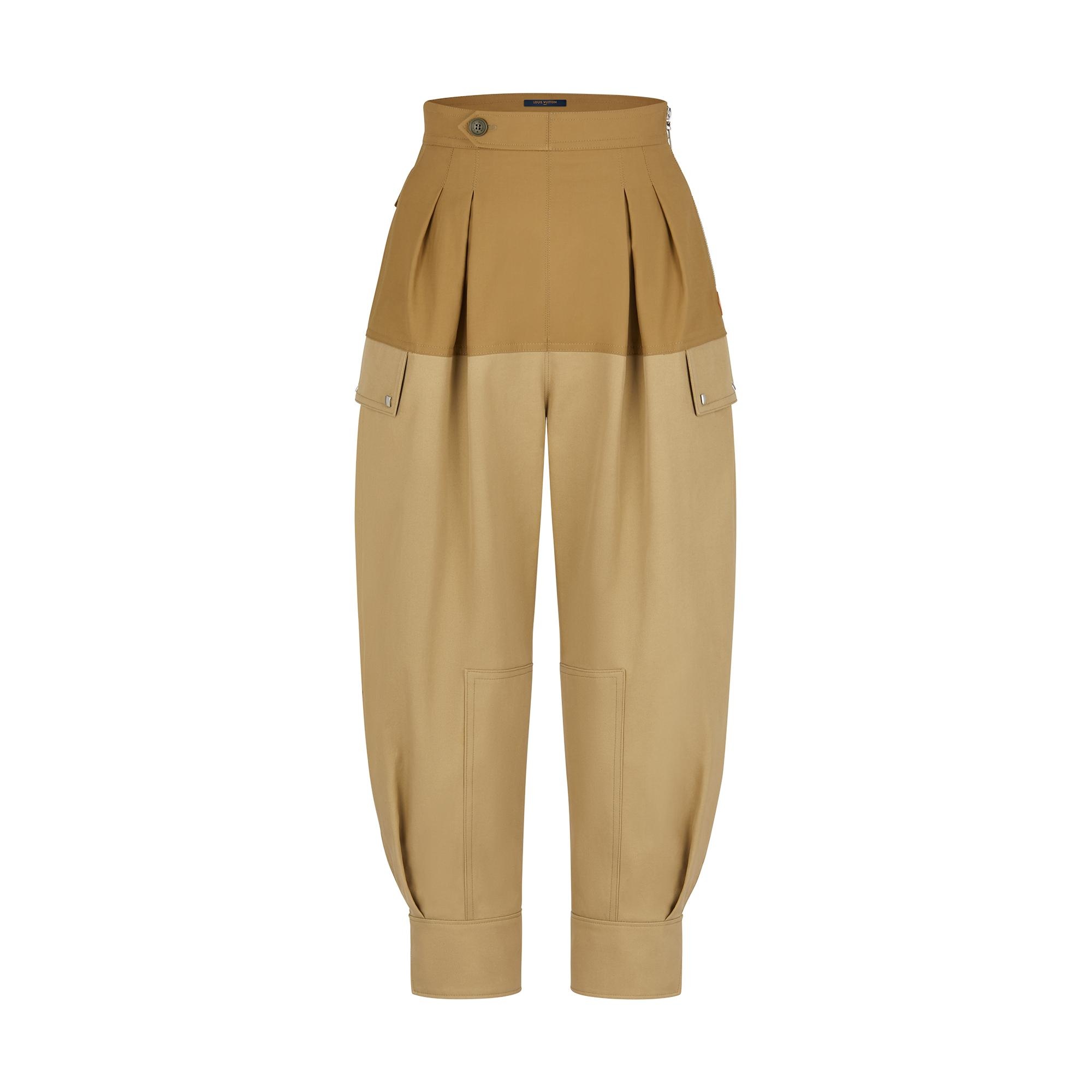 Bicolor Cargo Pants With Ankle Straps  - 1