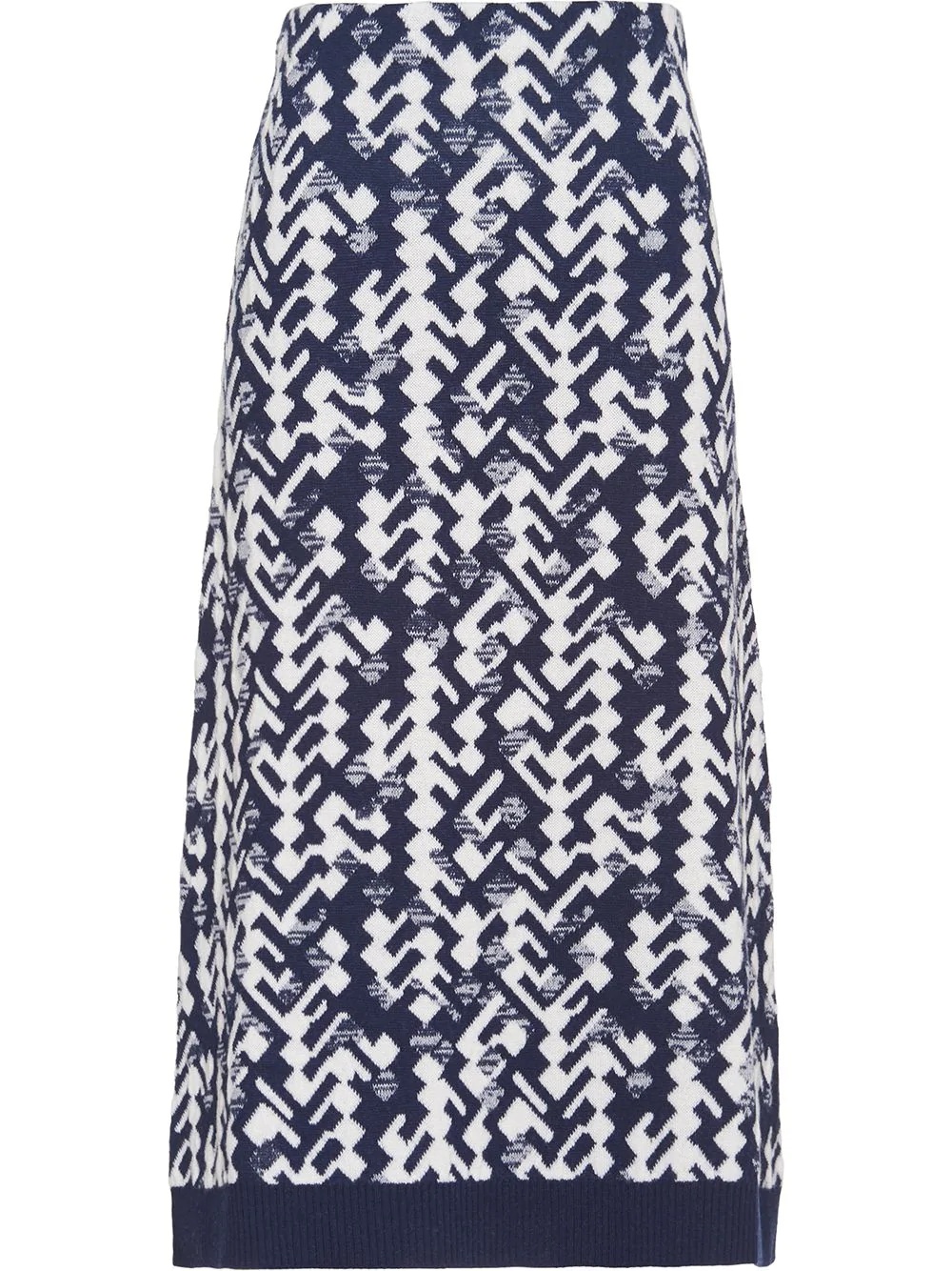 jacquard geometric knitted skirt - 1