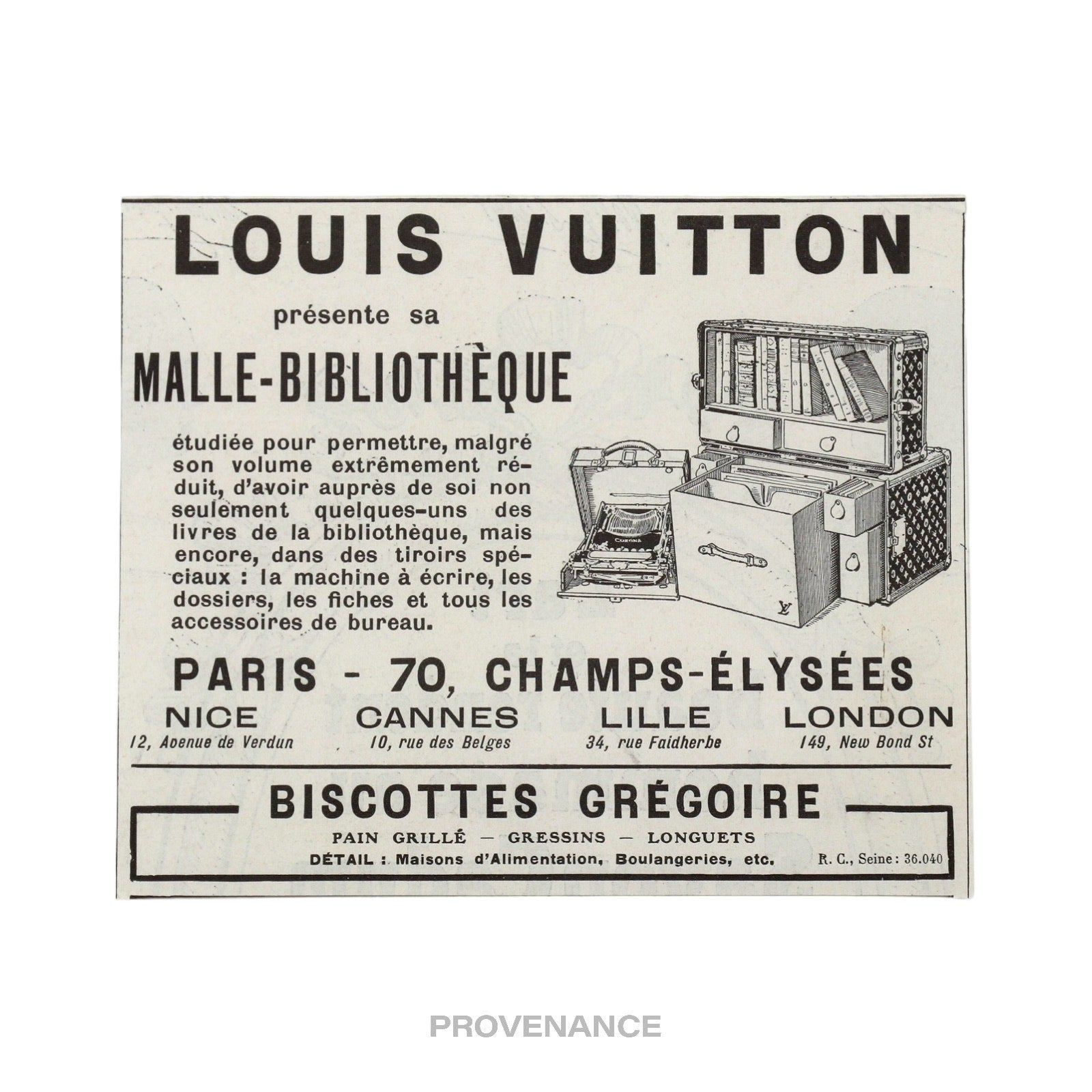 Louis Vuitton Antique Vintage Newsprint Ad - LIBRARY TRUNK - 3