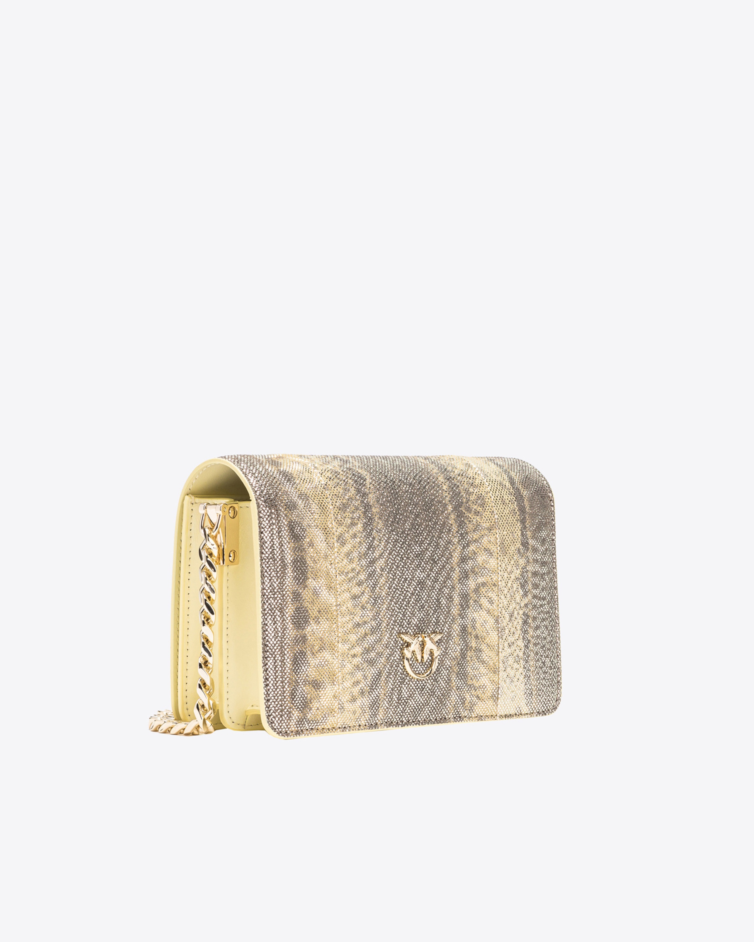 PINKO GALLERIA MINI CLICK CROSSBODY BAG IN GLITTERY REPTILE LEATHER - 2