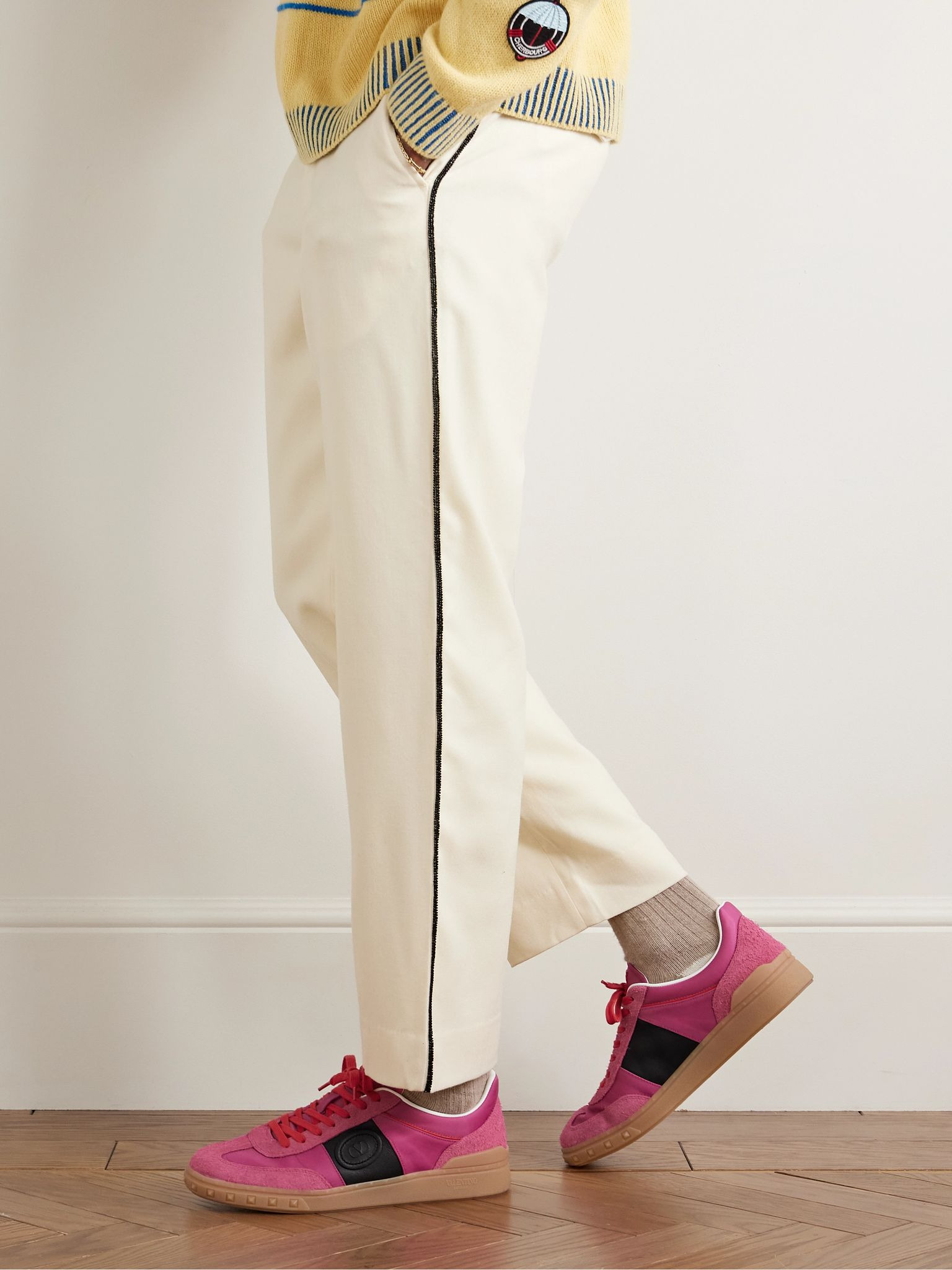 Upvillage Rubber-Trimmed Nylon, Suede and Leather Sneakers Pink - 2