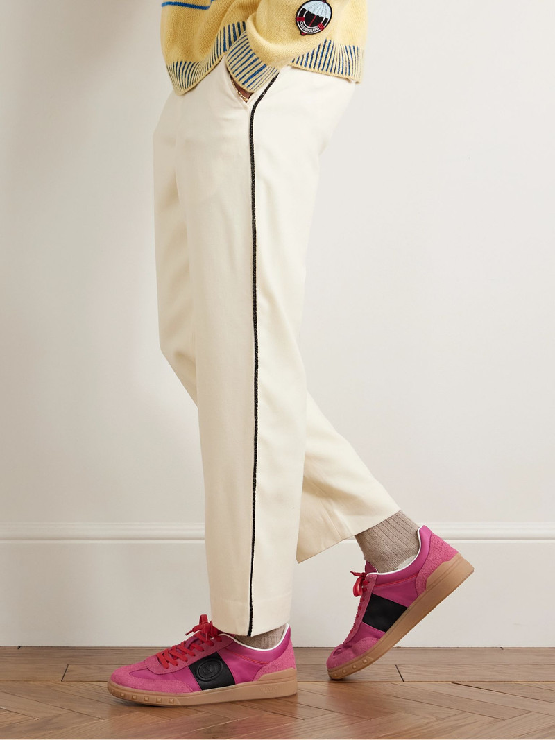 Valentino Upvillage Rubber-Trimmed Nylon, Suede and Leather Sneakers Pink outlook