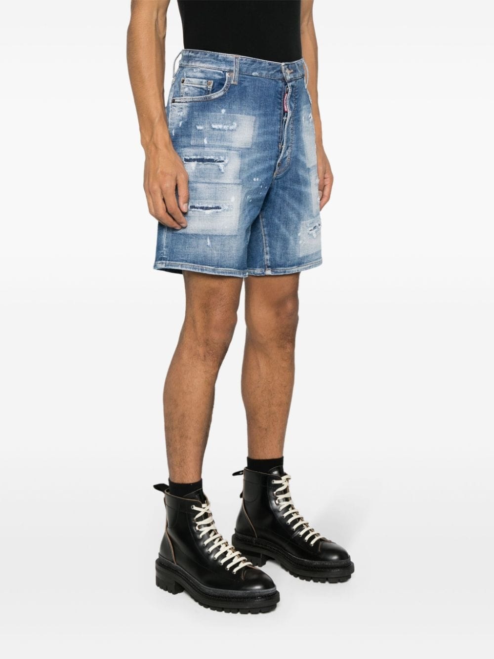 distressed denim shorts - 3