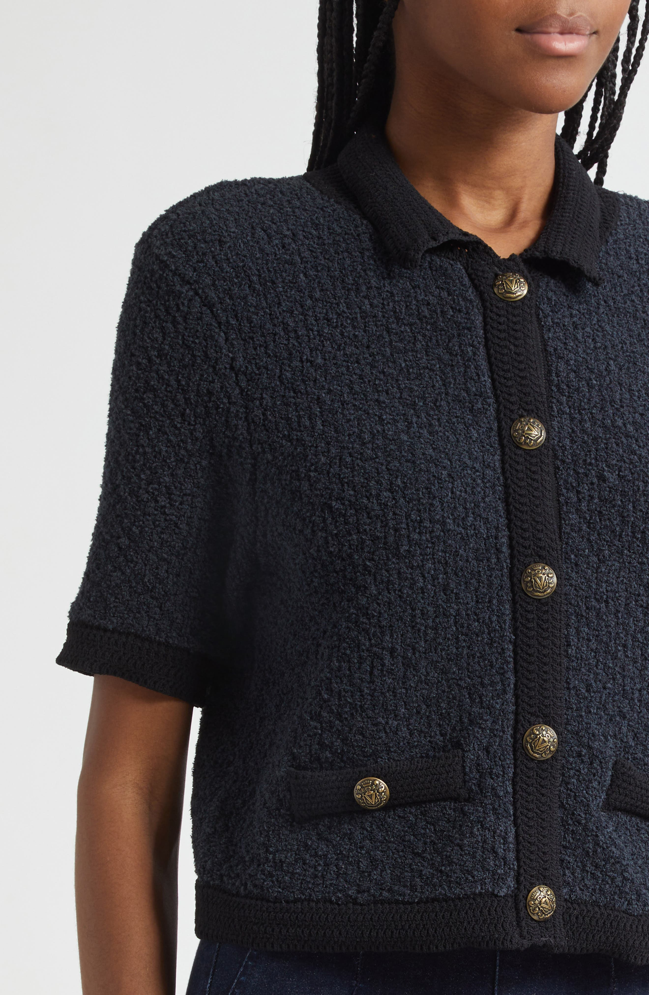 Veronica Beard Marie Two Tone Cardigan in Navy at Nordstrom - 5