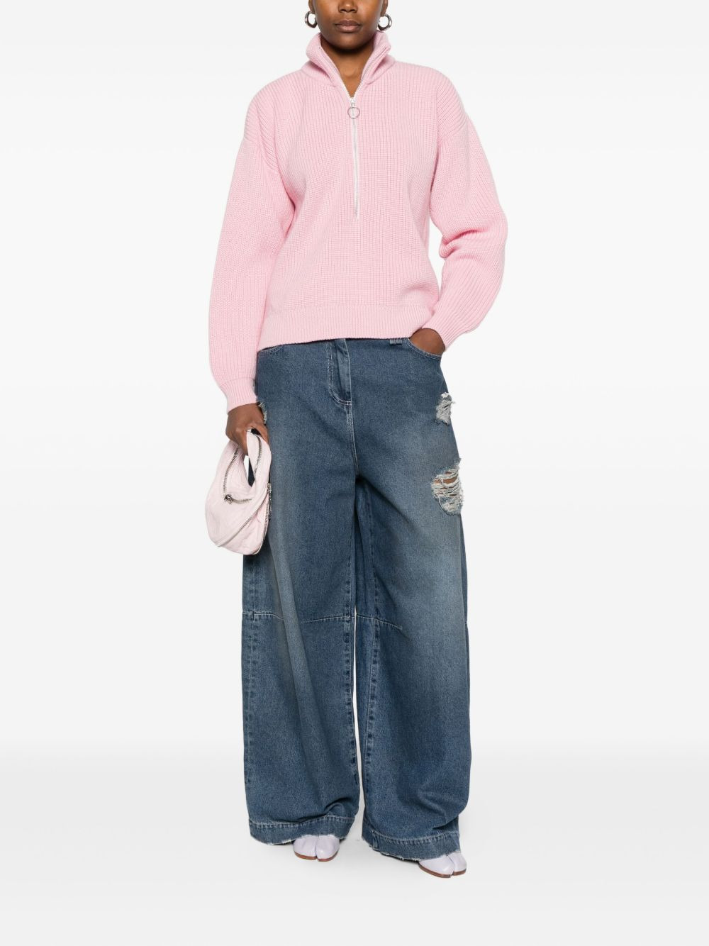 high-neck zip-front sweater - 2