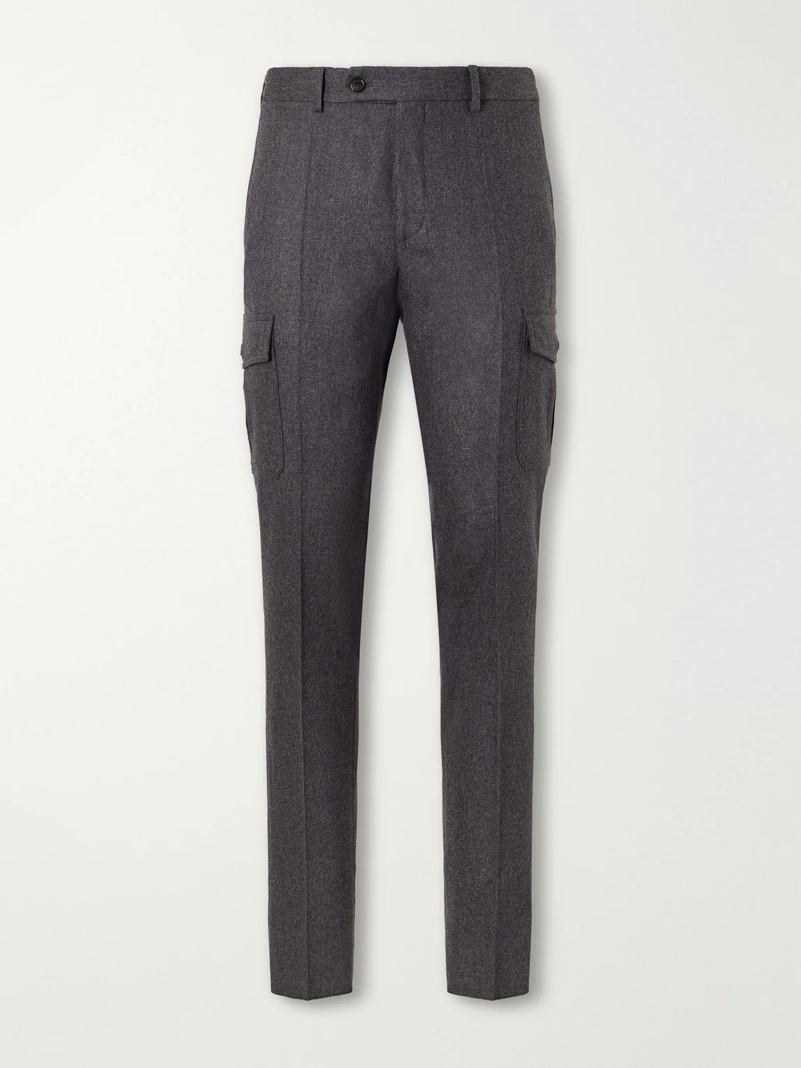 Straight-Leg Brushed Wool-Blend Trousers - 1