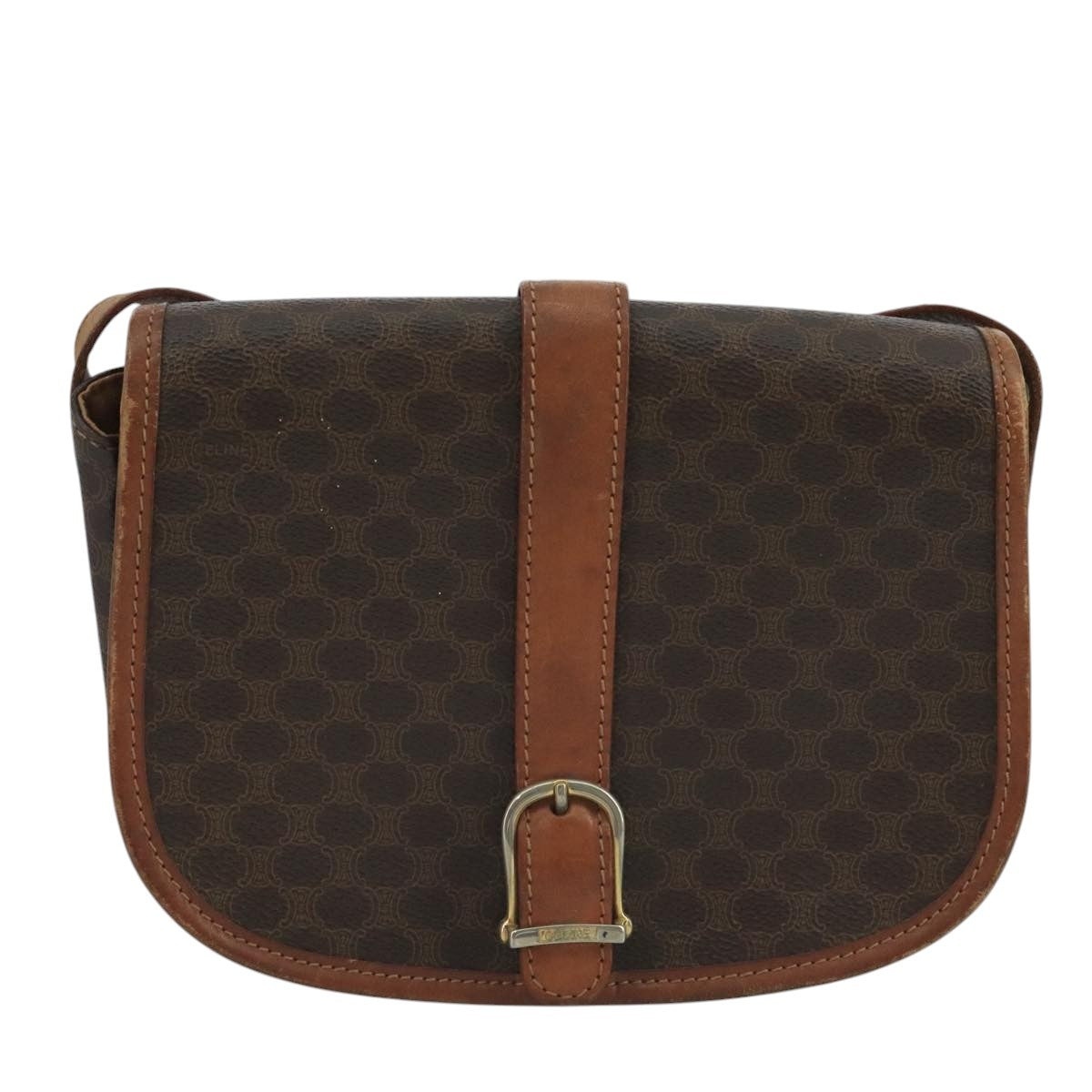 CELINE Macadam Canvas Shoulder Bag Pvc Leather Brown - 13