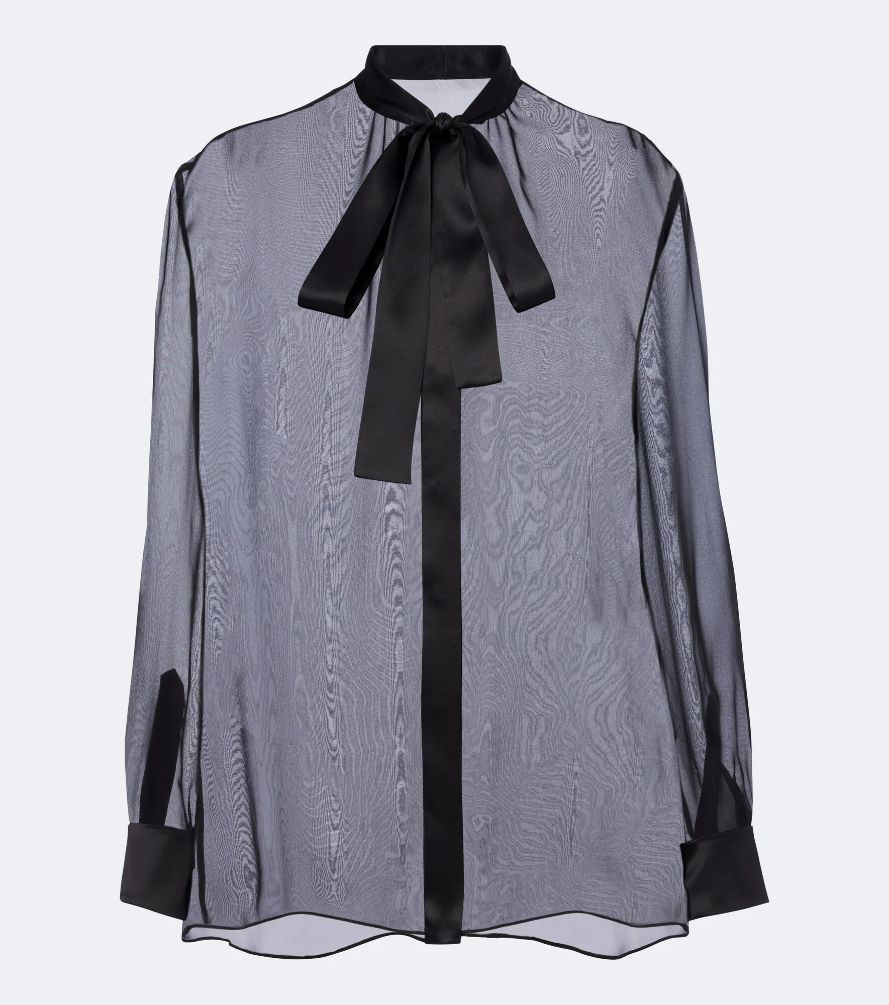 Sheer tie-neck silk chiffon blouse - 1