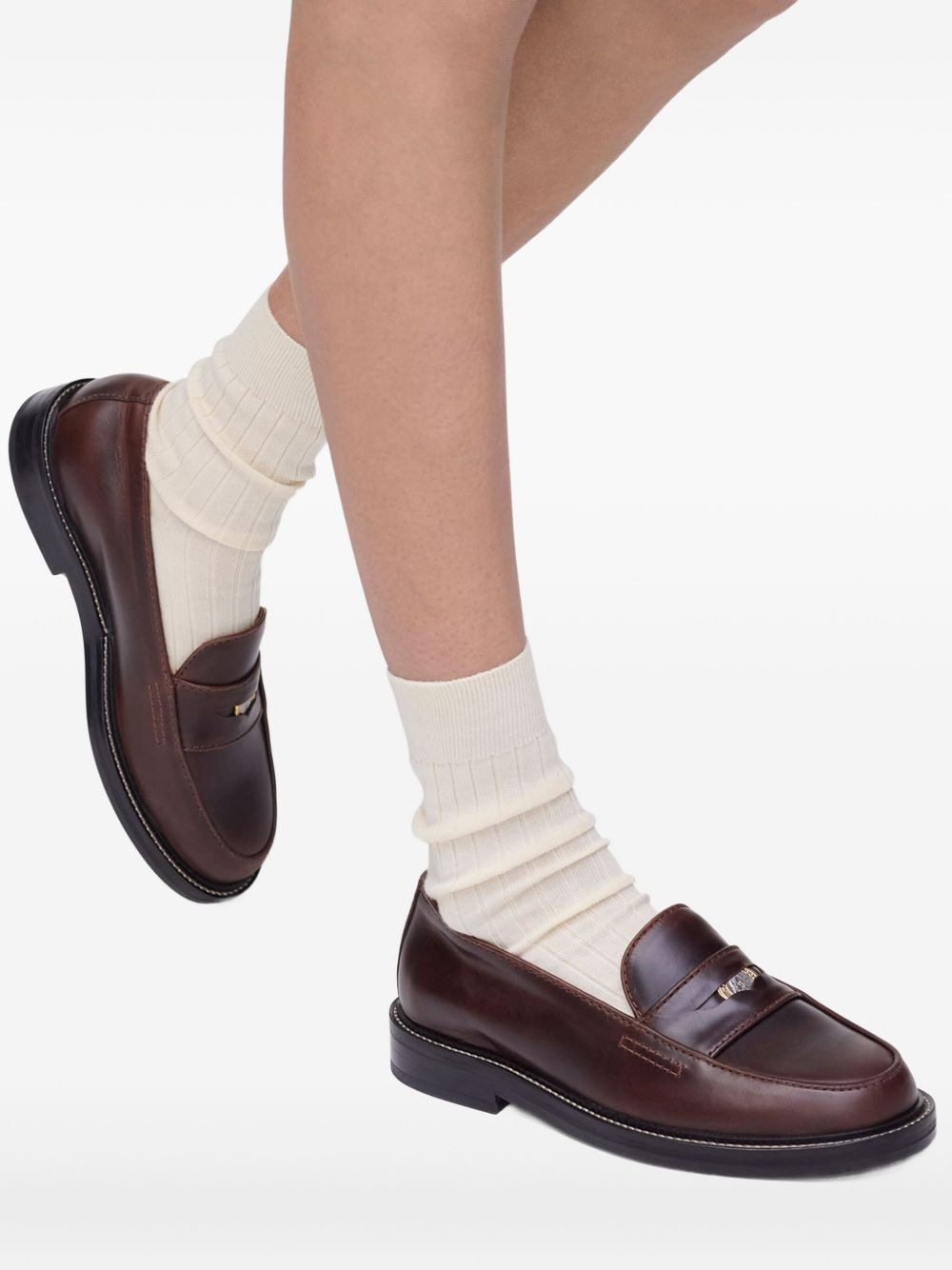 leather penny-strap loafers - 5