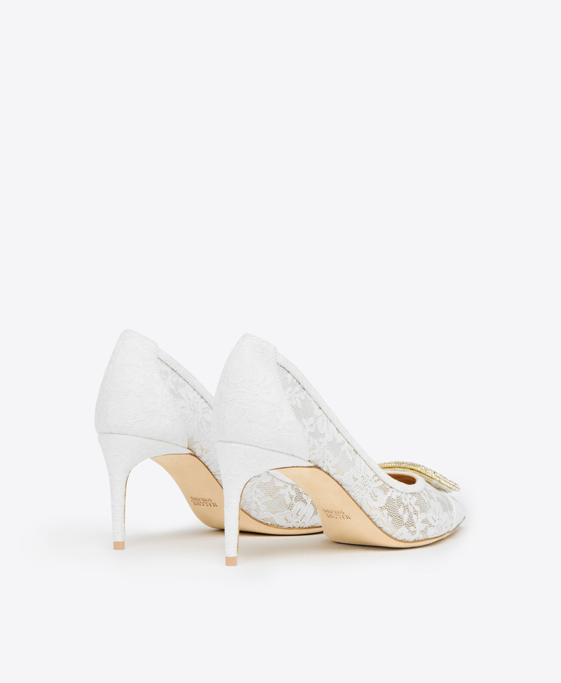 Monroe 70 White Lace Heeled Pumps 3