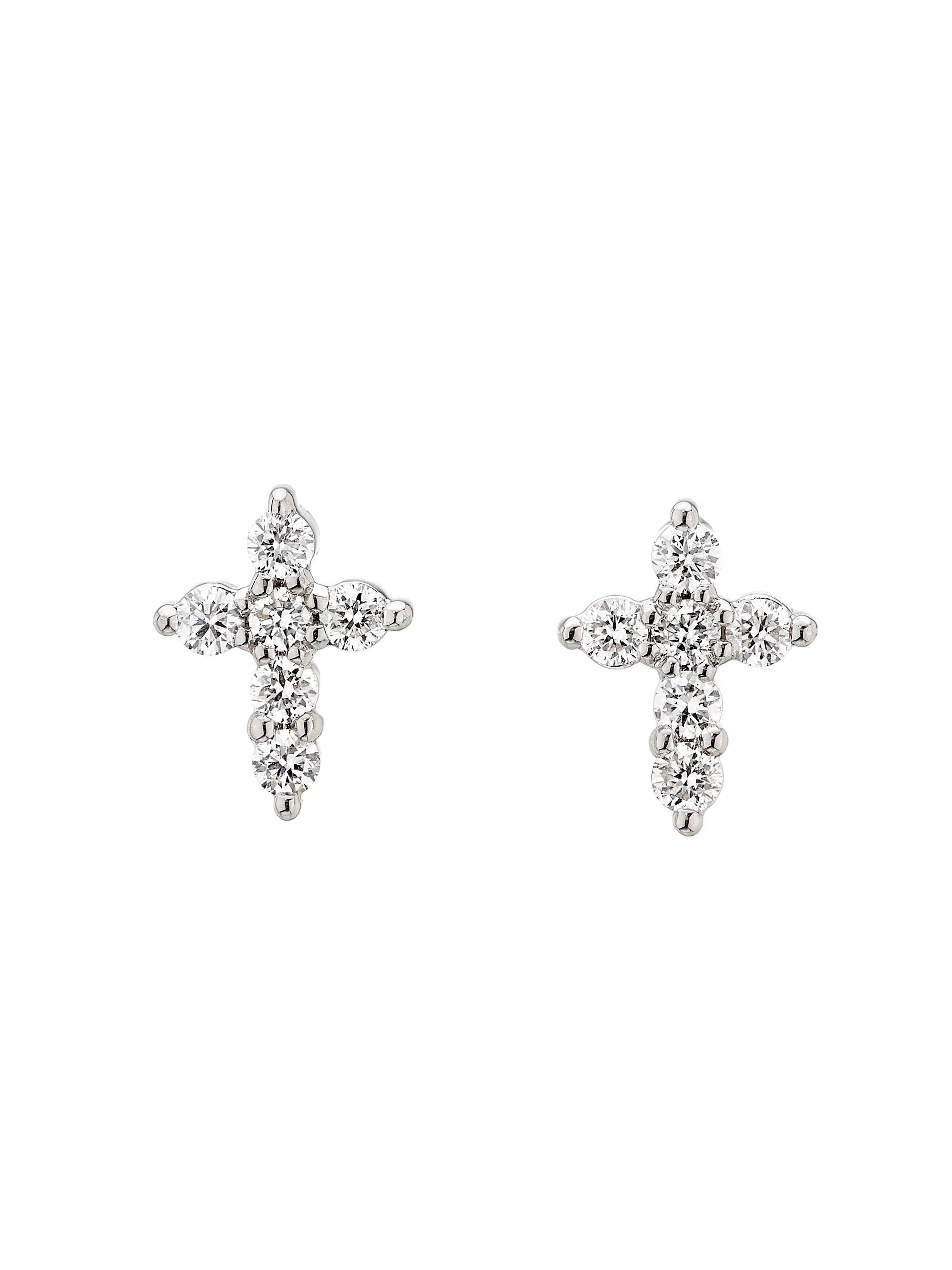 Women's Tiny Treasures 18K Gold & 0.24 TCW Diamond Cross Stud Earrings - White Gold - 1