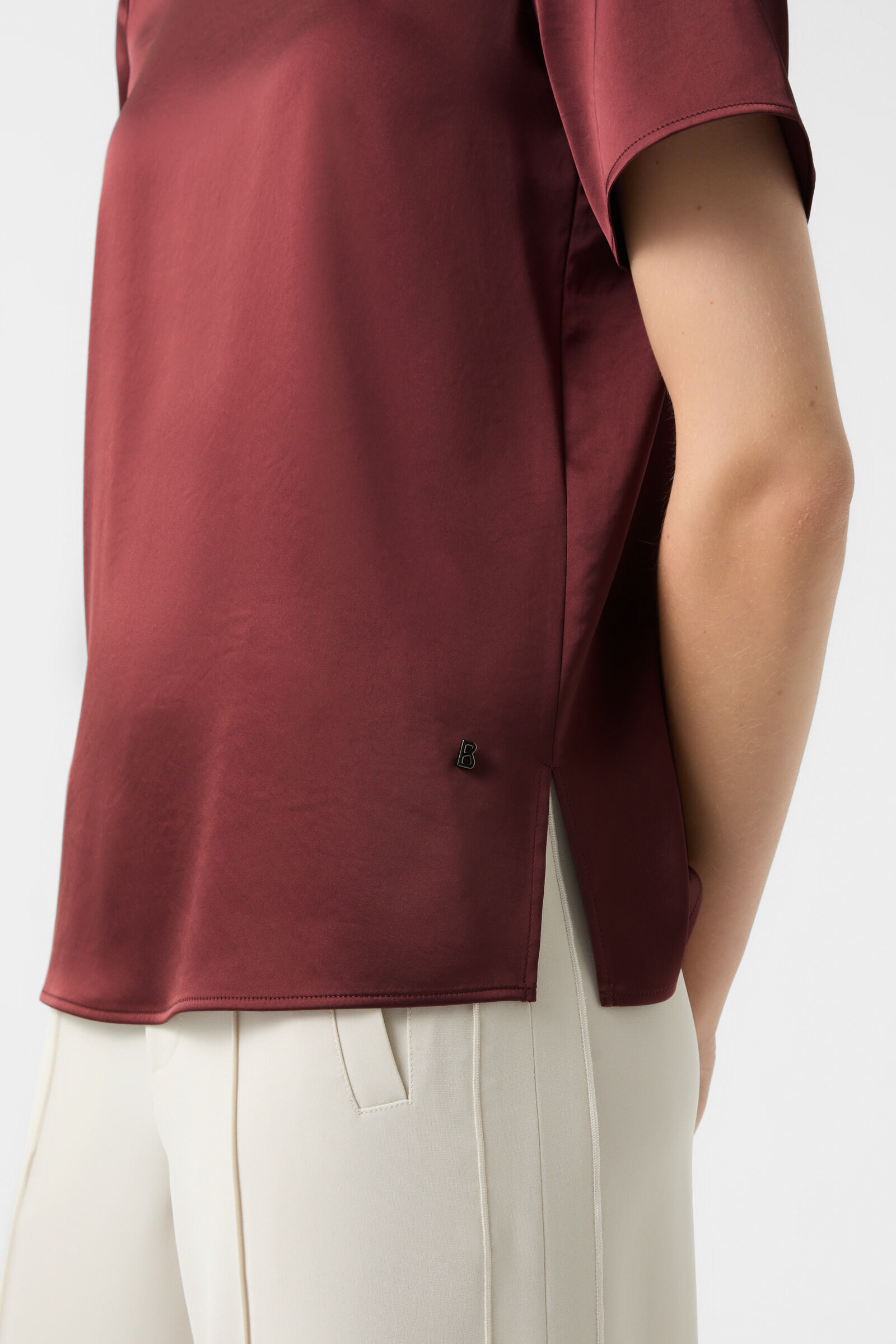 Satin shirt Dylan in Wine red - 5
