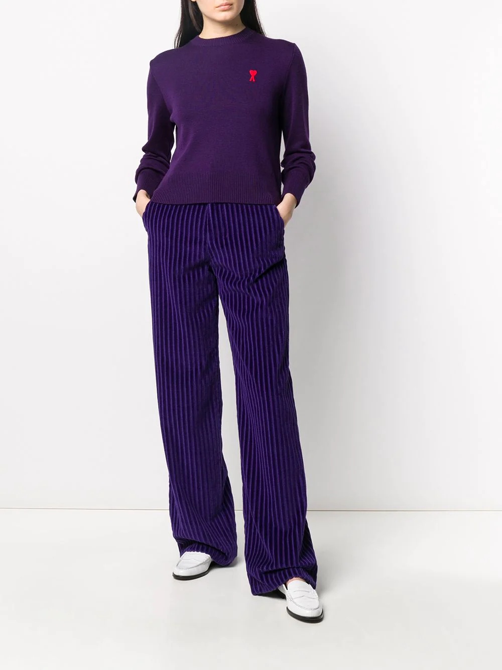 corduroy-effect wide-leg trousers - 2