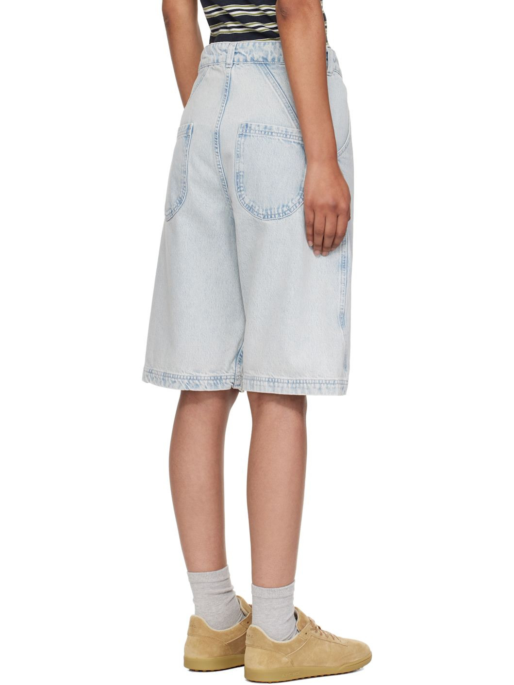 Blue Twisted Denim Shorts - 3