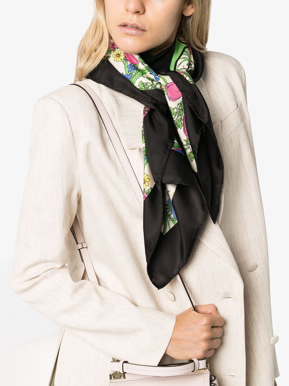 Pop floral-print silk scarf - 2