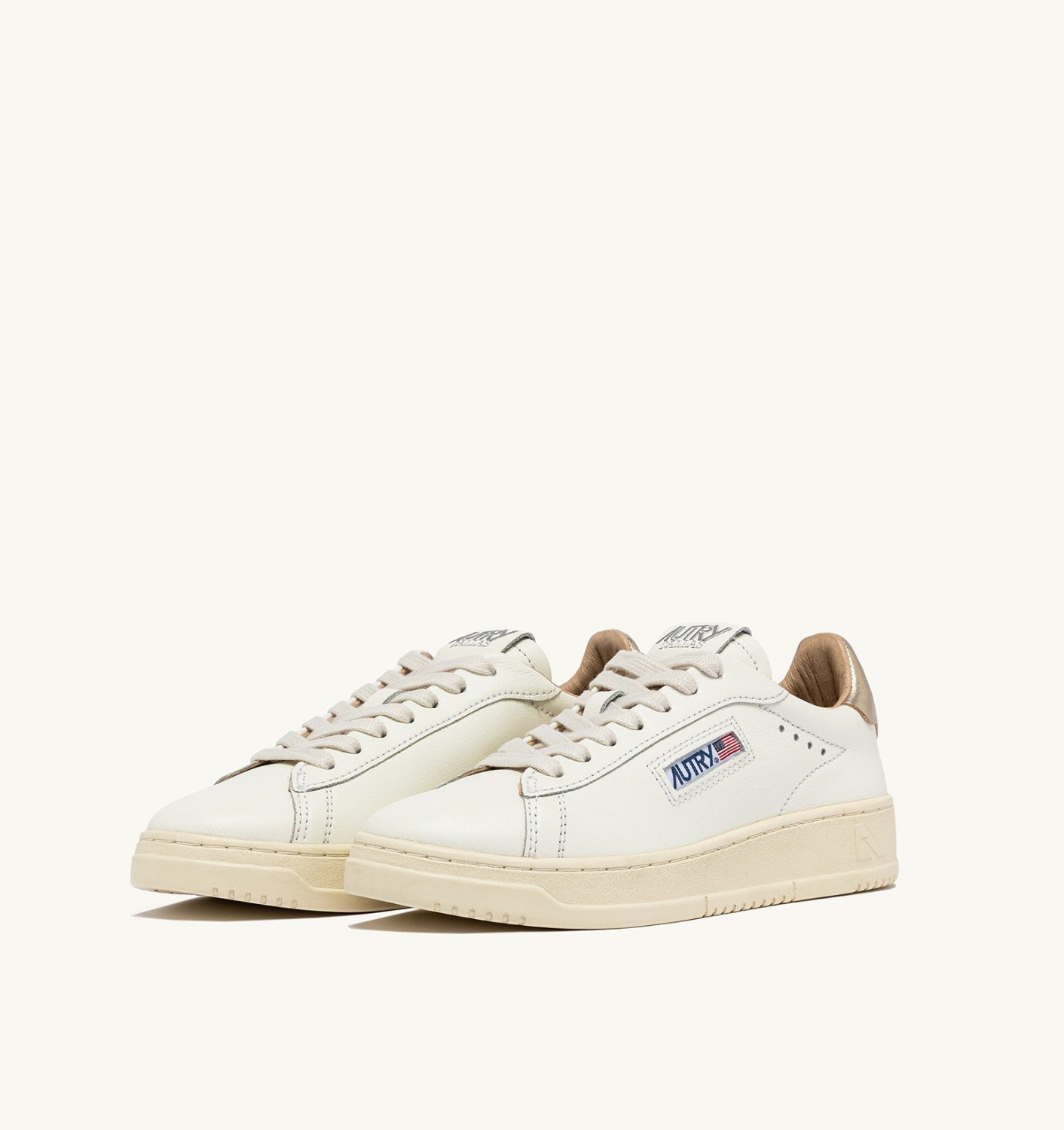 DALLAS LOW SNEAKERS IN WHITE AND GOLD LEATHER - 2