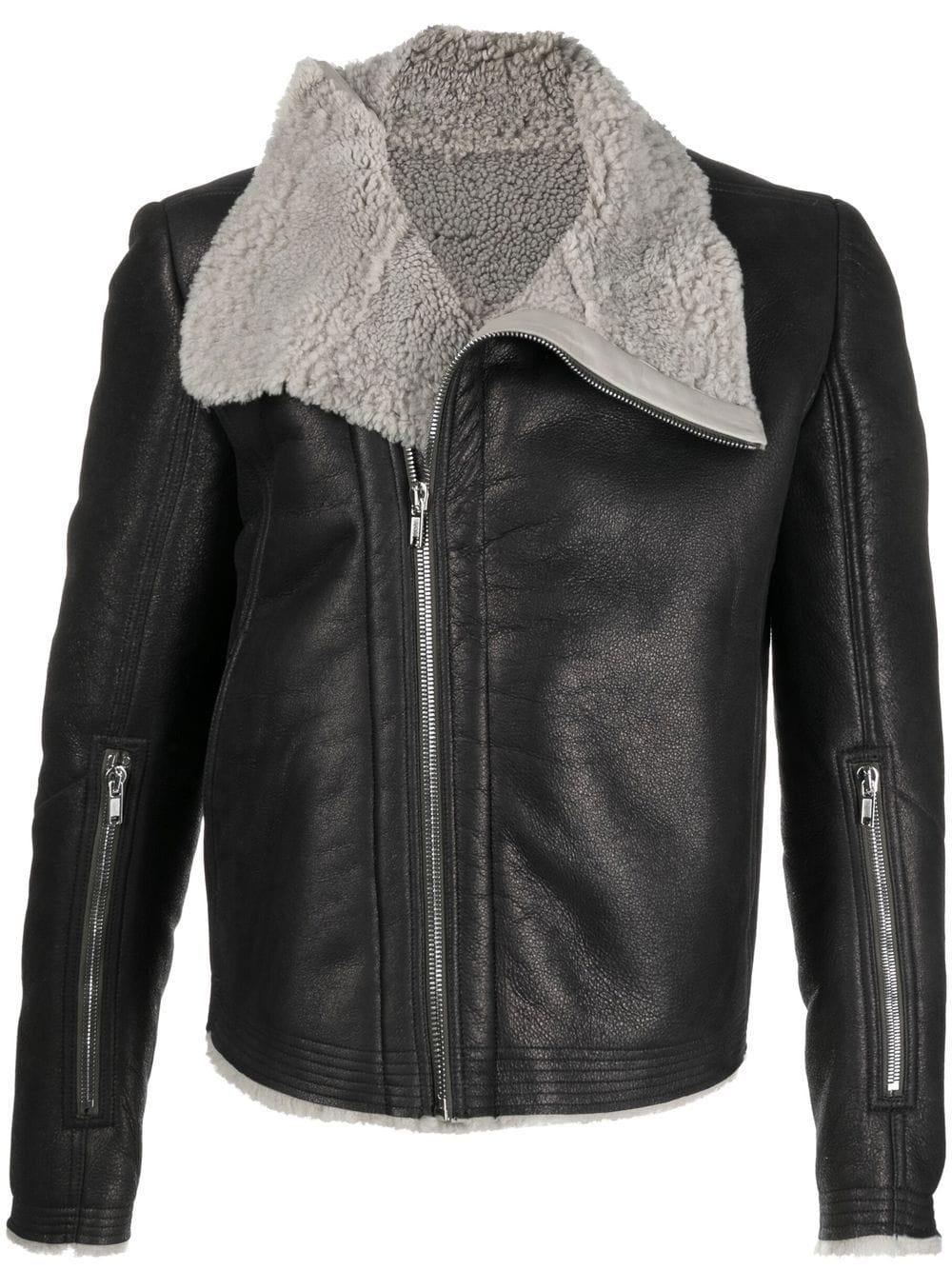 shearling-lined biker jacket - 1