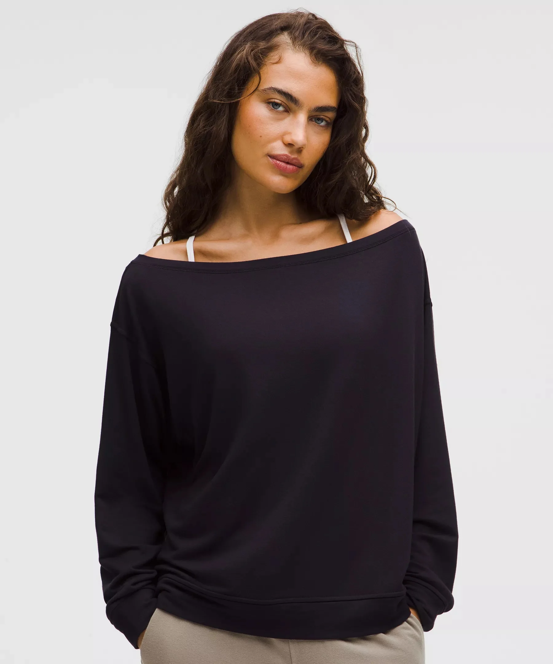 BeCalm Oversized Boatneck Long-Sleeve Shirt - 1