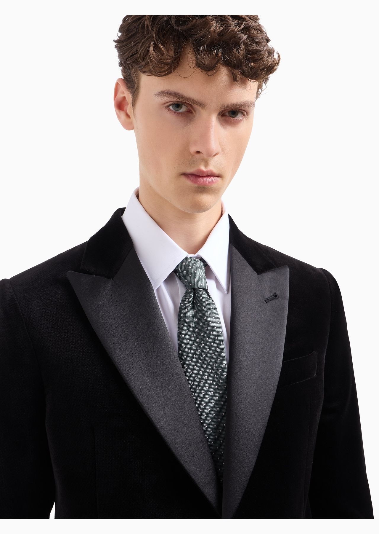 Pure silk tie with jacquard polka dot-effect micro-check - 3