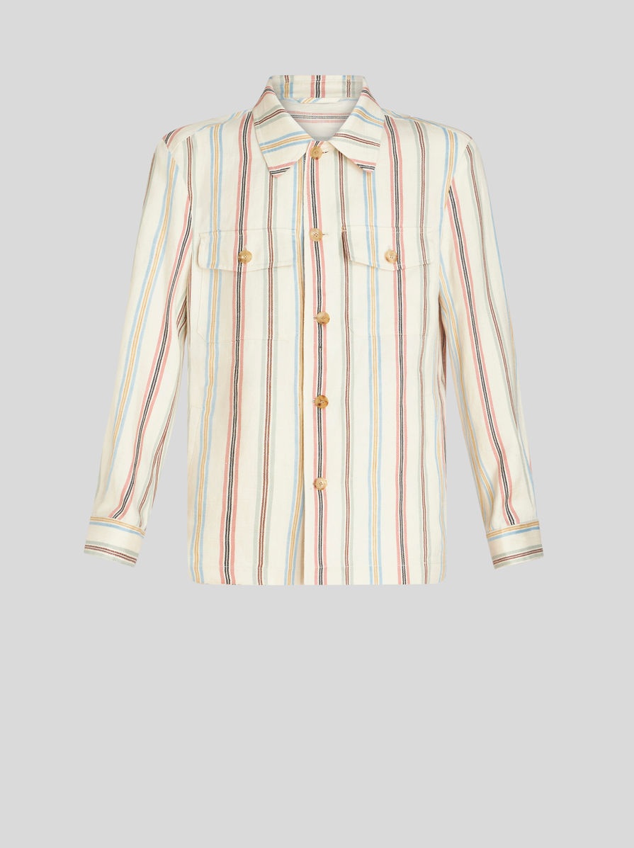 STRIPED LINEN OVERSHIRT - 1