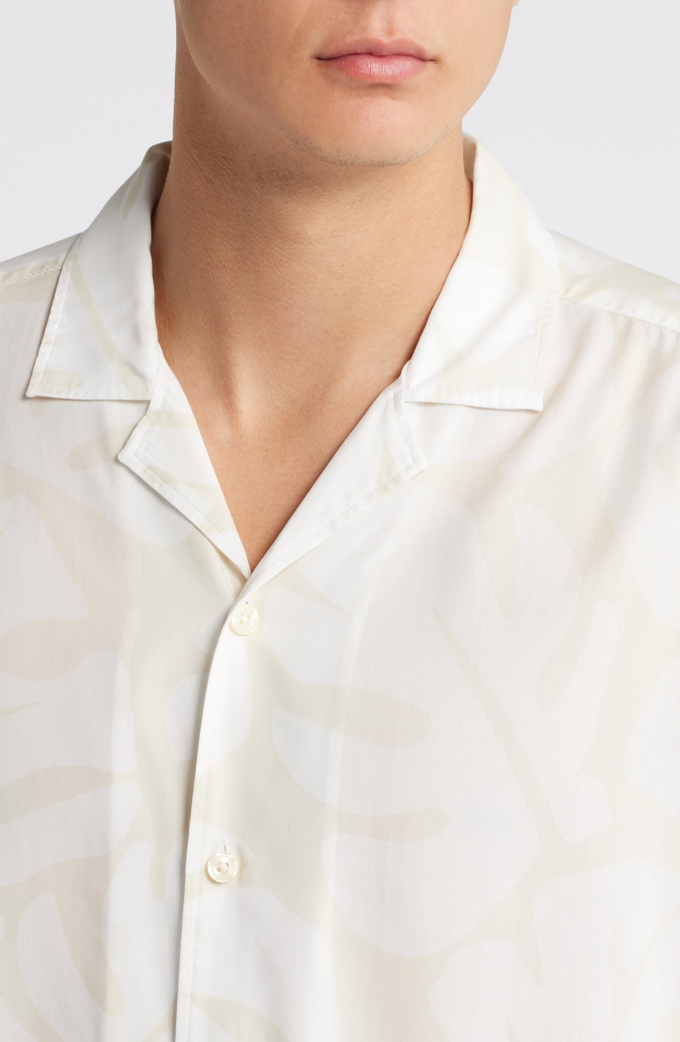 BOSS Drew Relaxed Fit Lyocell Camp Shirt in Open Wht at Nordstrom - 2