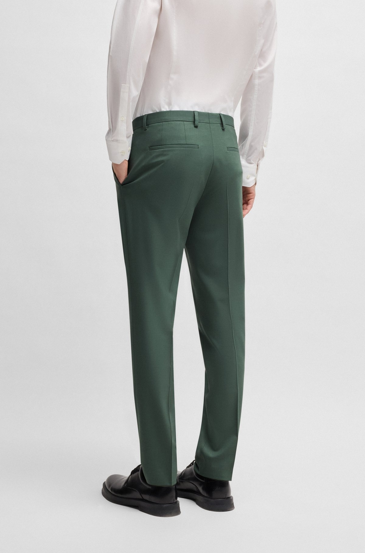 EXTRA-SLIM-FIT TROUSERS IN WOOL STRETCH POPLIN - 4