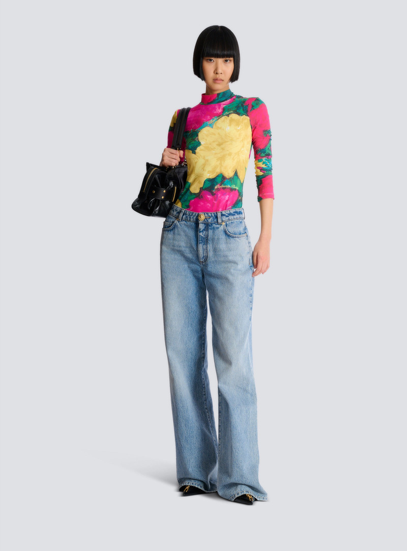 Balmain Printed high-neck top outlook
