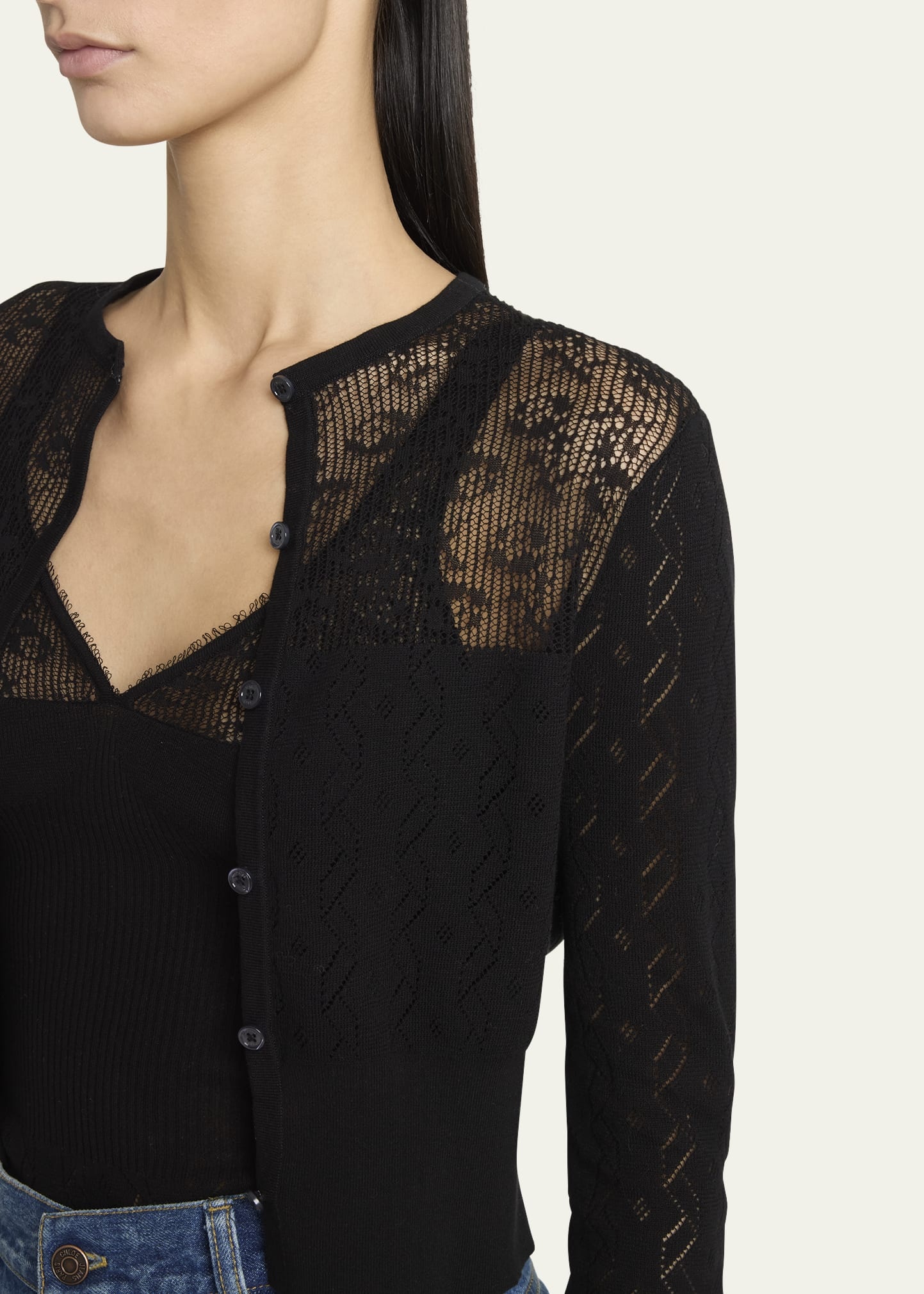 Embroidered Pointelle Cotton Combo Top - 5