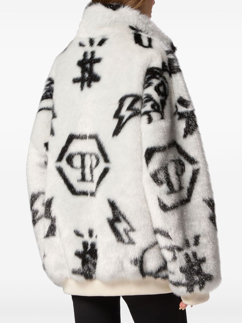 monogram-print zip-up jacket - 4