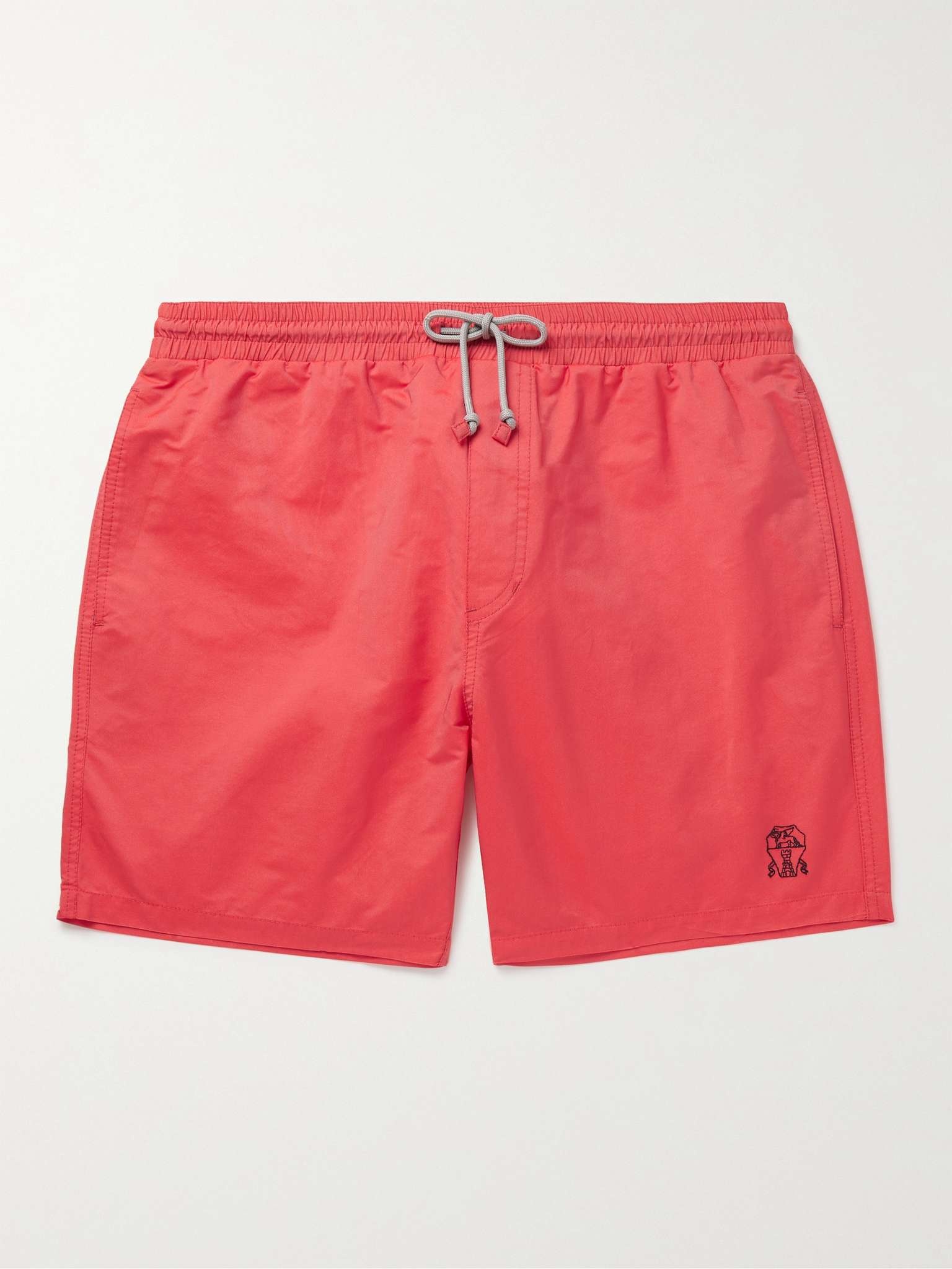 Mid-Length Logo-Embroidered Swim Shorts - 1