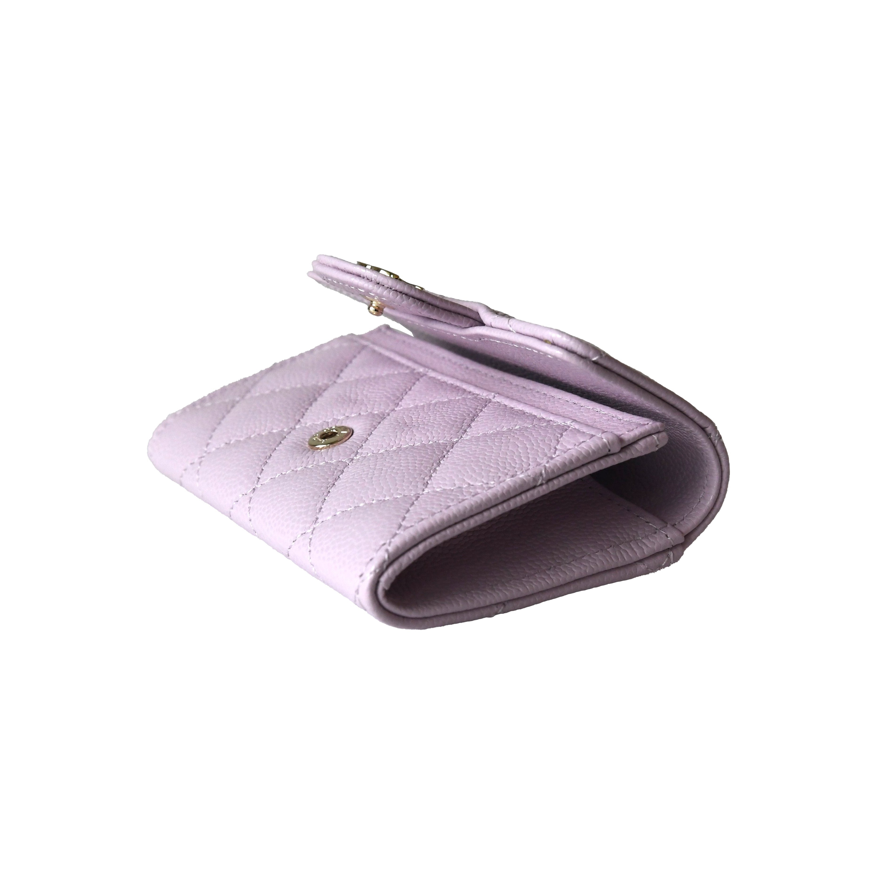 Chanel CC Quilted Flap Card Holder Interlocking Wallet Light Purple - 3