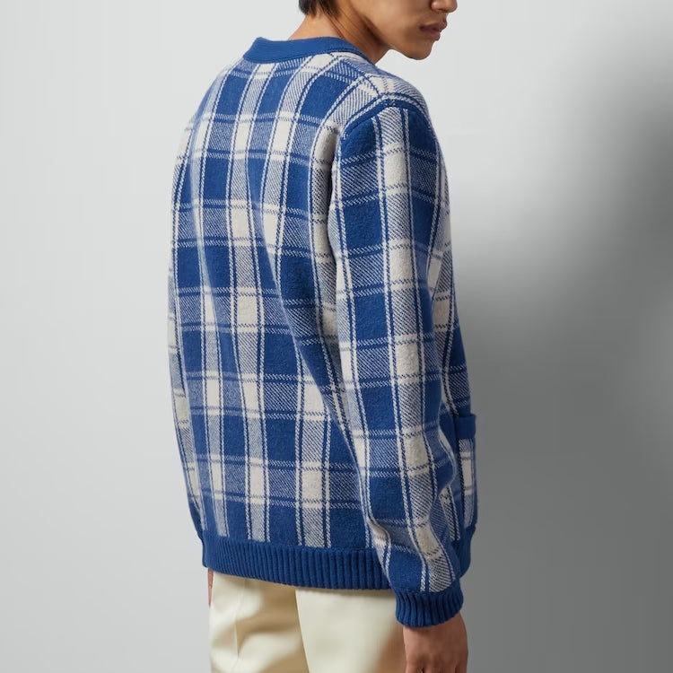 Gucci Reversible Checked Wool Cardigan 'Blue Ivory' 770586-XKDSM-4405 - 4