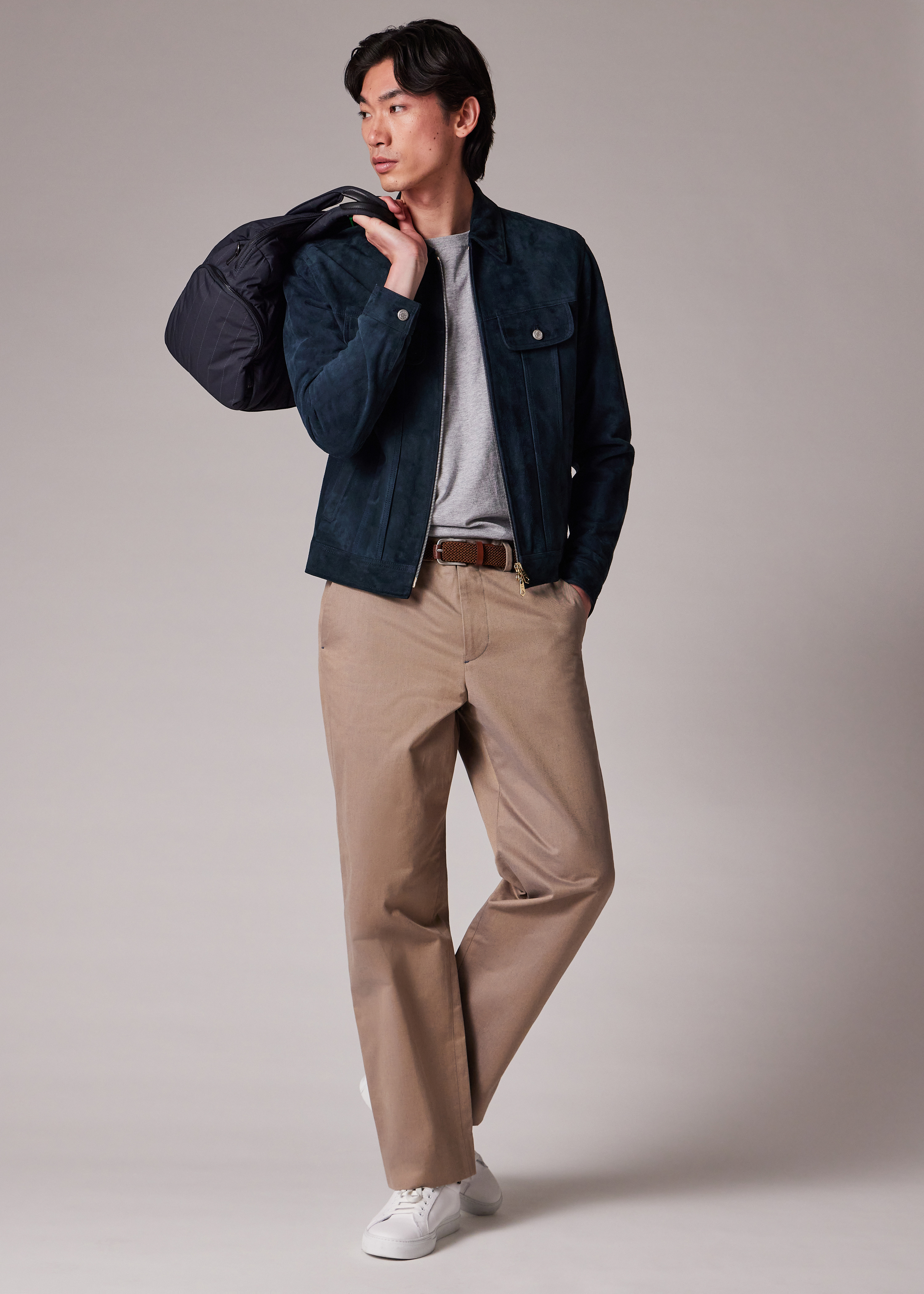 Stone Two-Tone Cotton Twill Chinos - 4