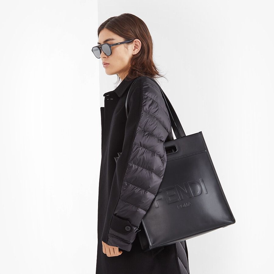 Black leather shopper - 7