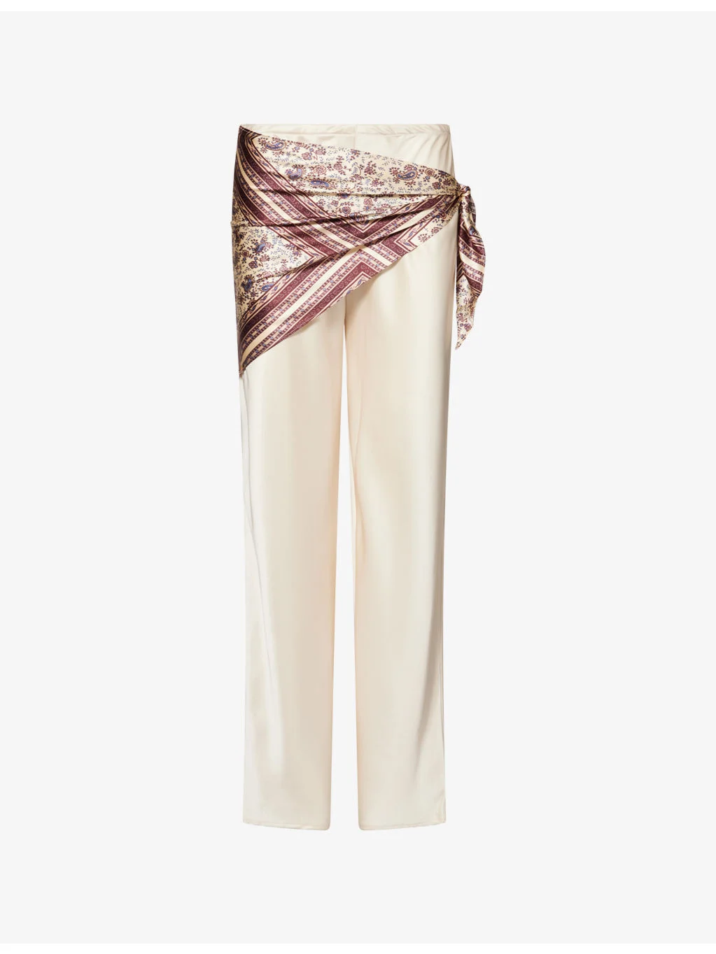 Gale Detachable-Scarf Satin Trousers - 1