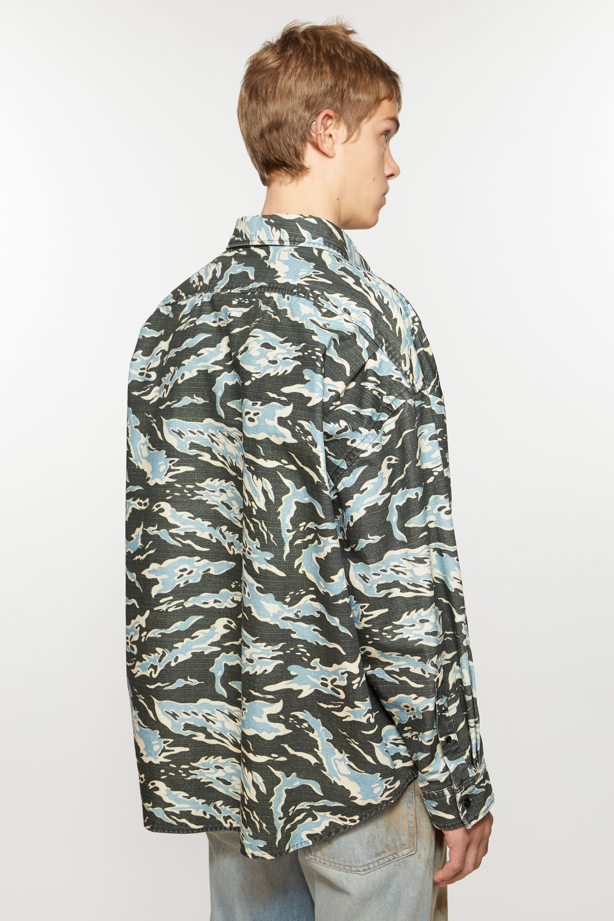 Ripstop button-up shirt - Black/blue - 3