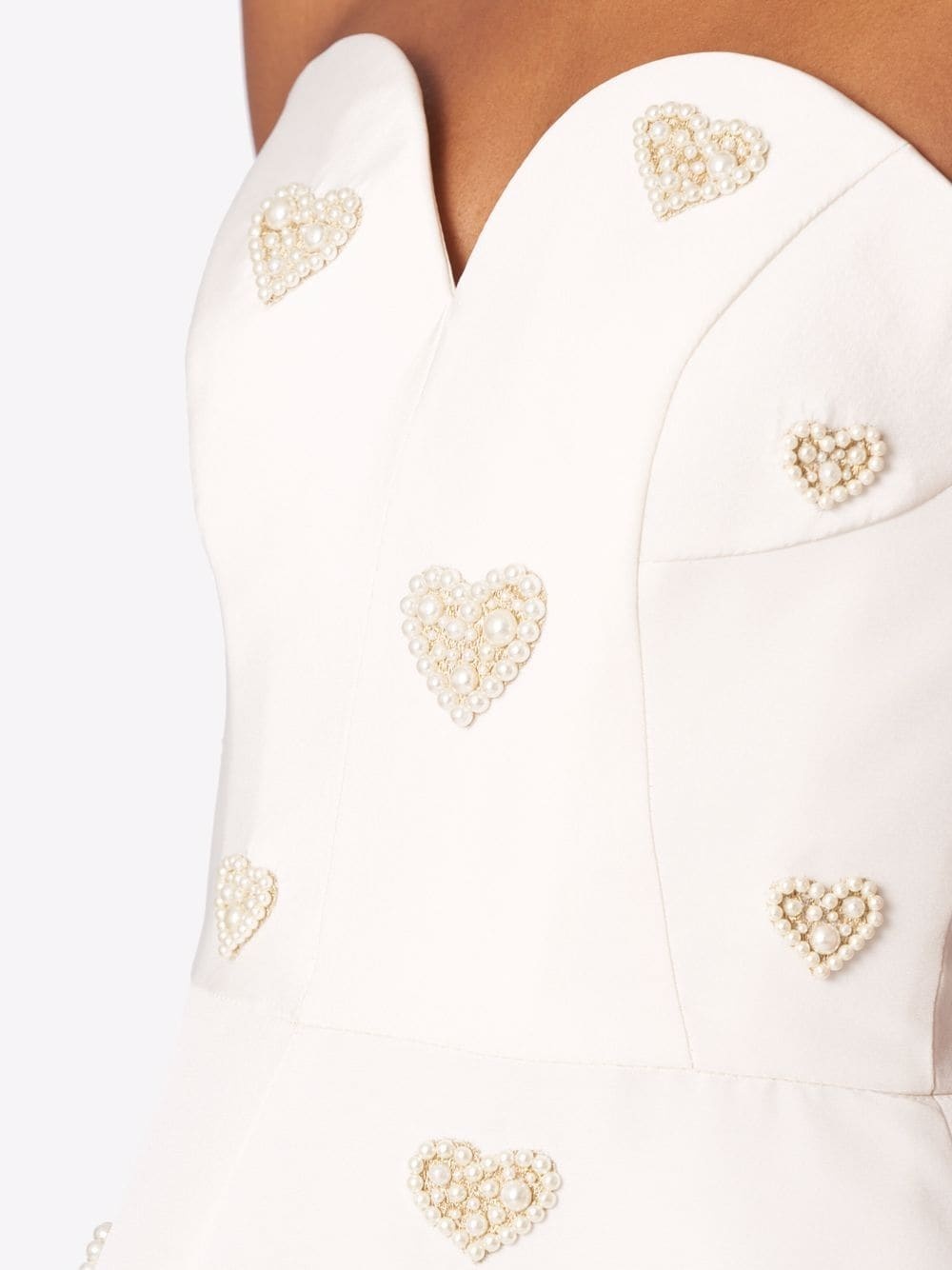 pearl-embellished strapless silk dress - 5