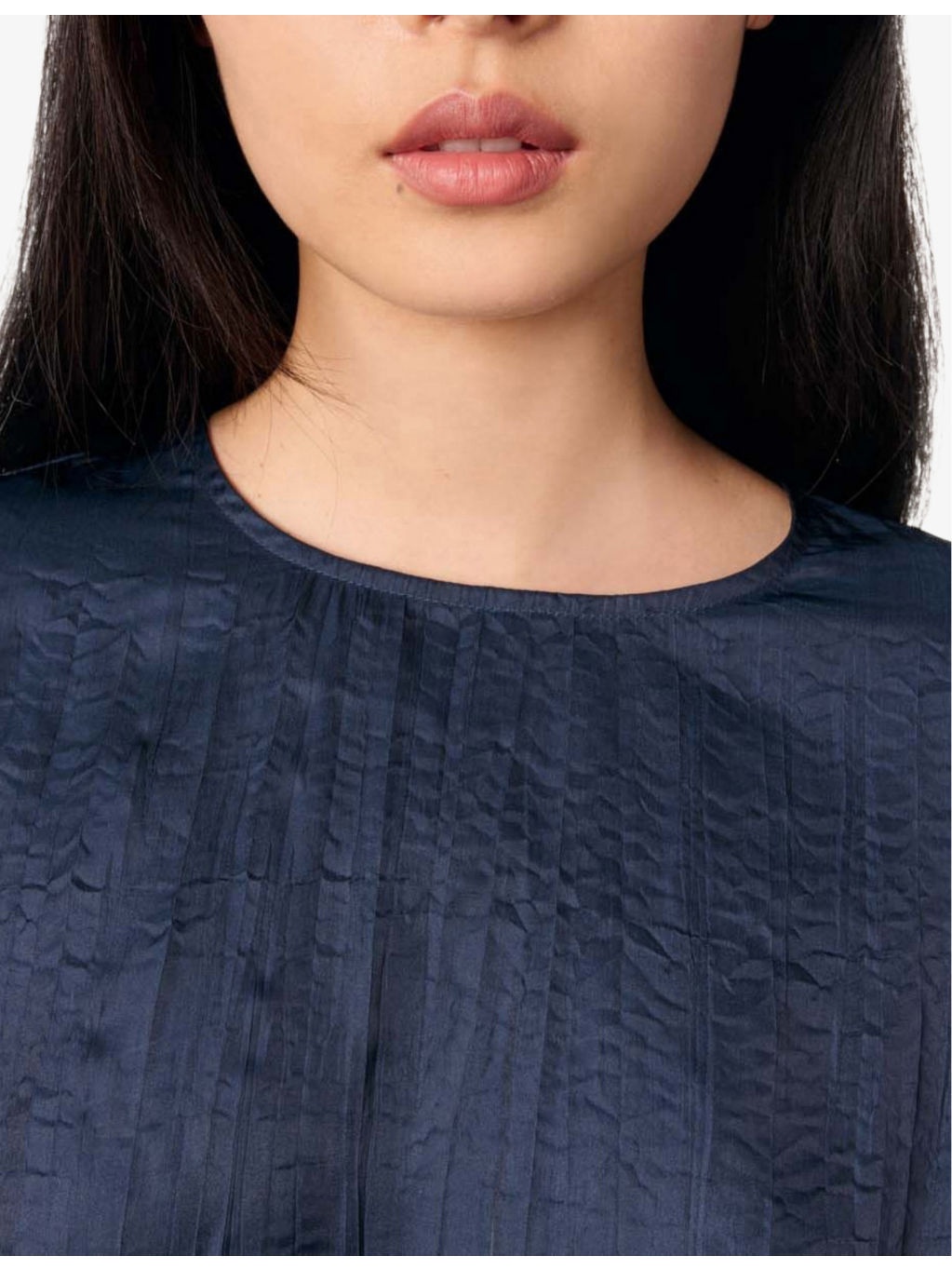 Puff-Sleeve Cropped Satin Blouse - 5