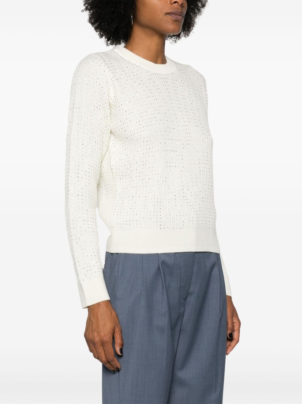 crystal embellished virgin wool jumper - 3