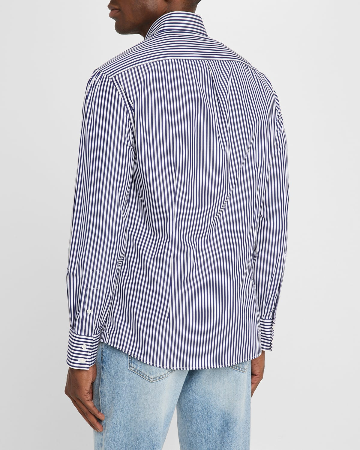 Men's Cotton Wide Stripe Button-Collar Sport Shirt - 3