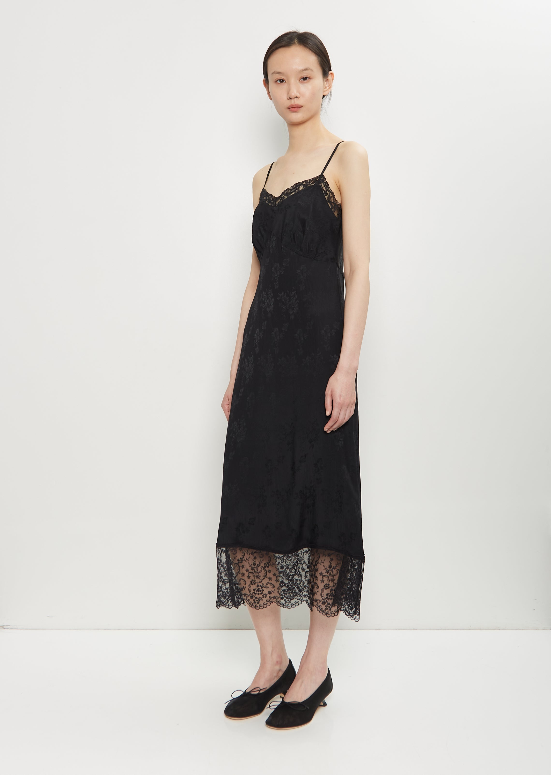 Brocade Lace Trim Slip Dress - 3
