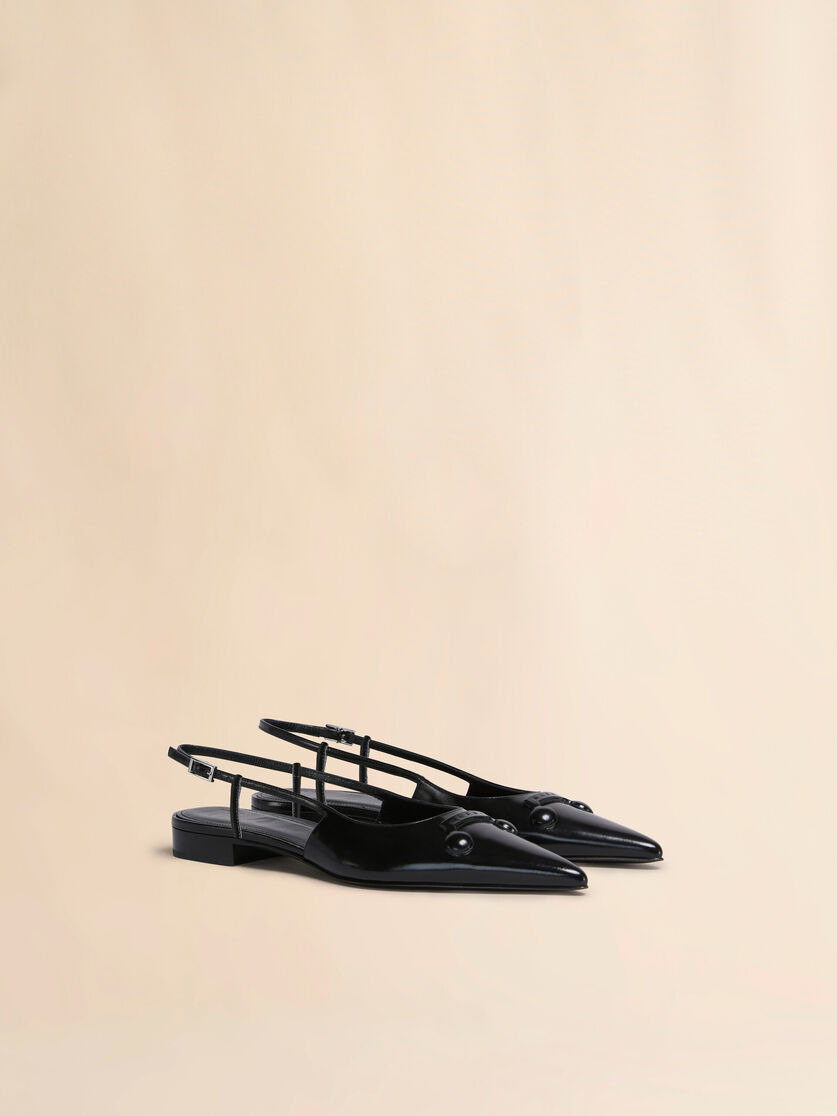 BLACK LEATHER TRUNKAROO POINTED TOE SLINGBACK - 2