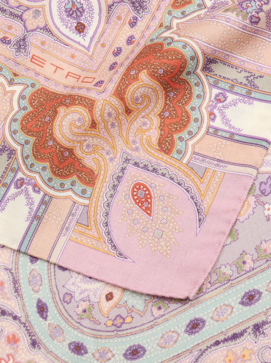 WOOL AND SILK SHAWL WITH PLACED PRINT - 2