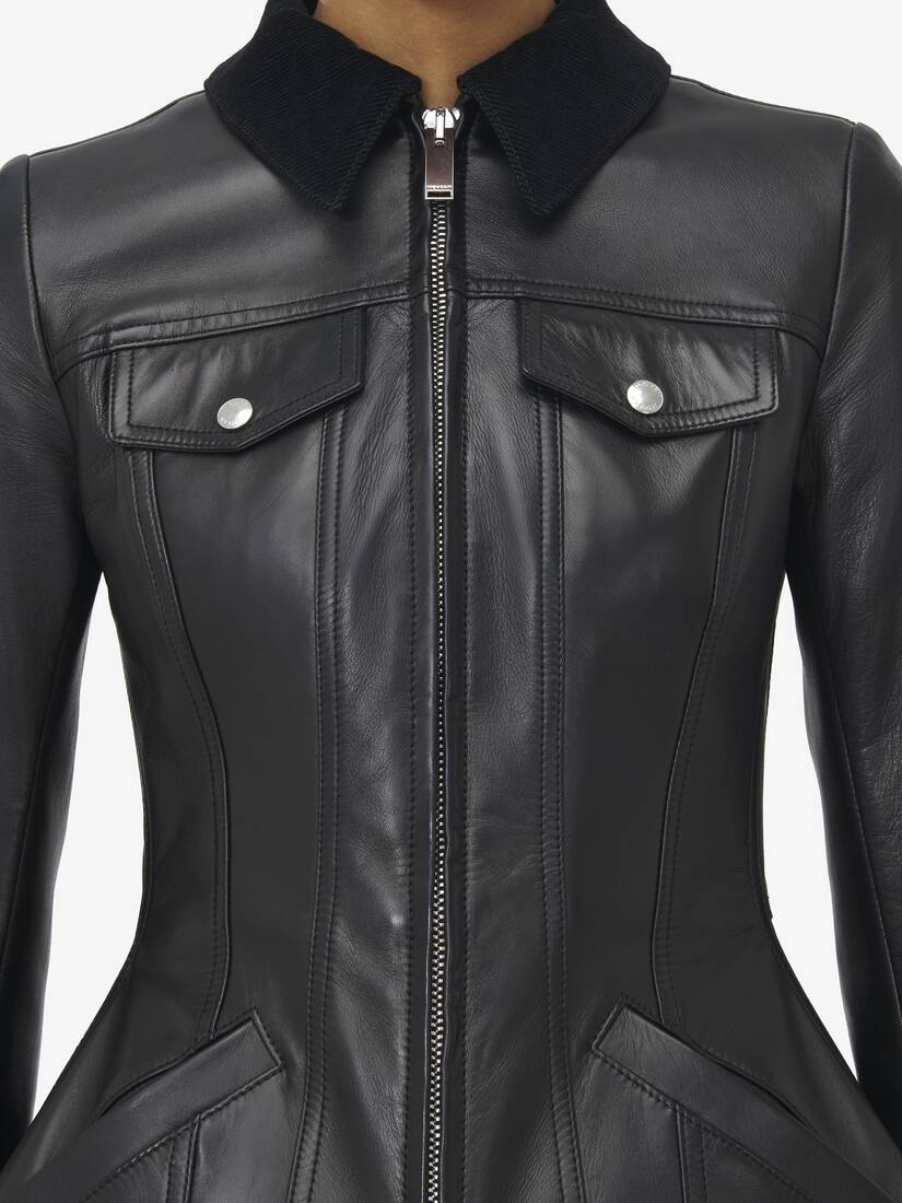Peplum Leather Jacket - 10