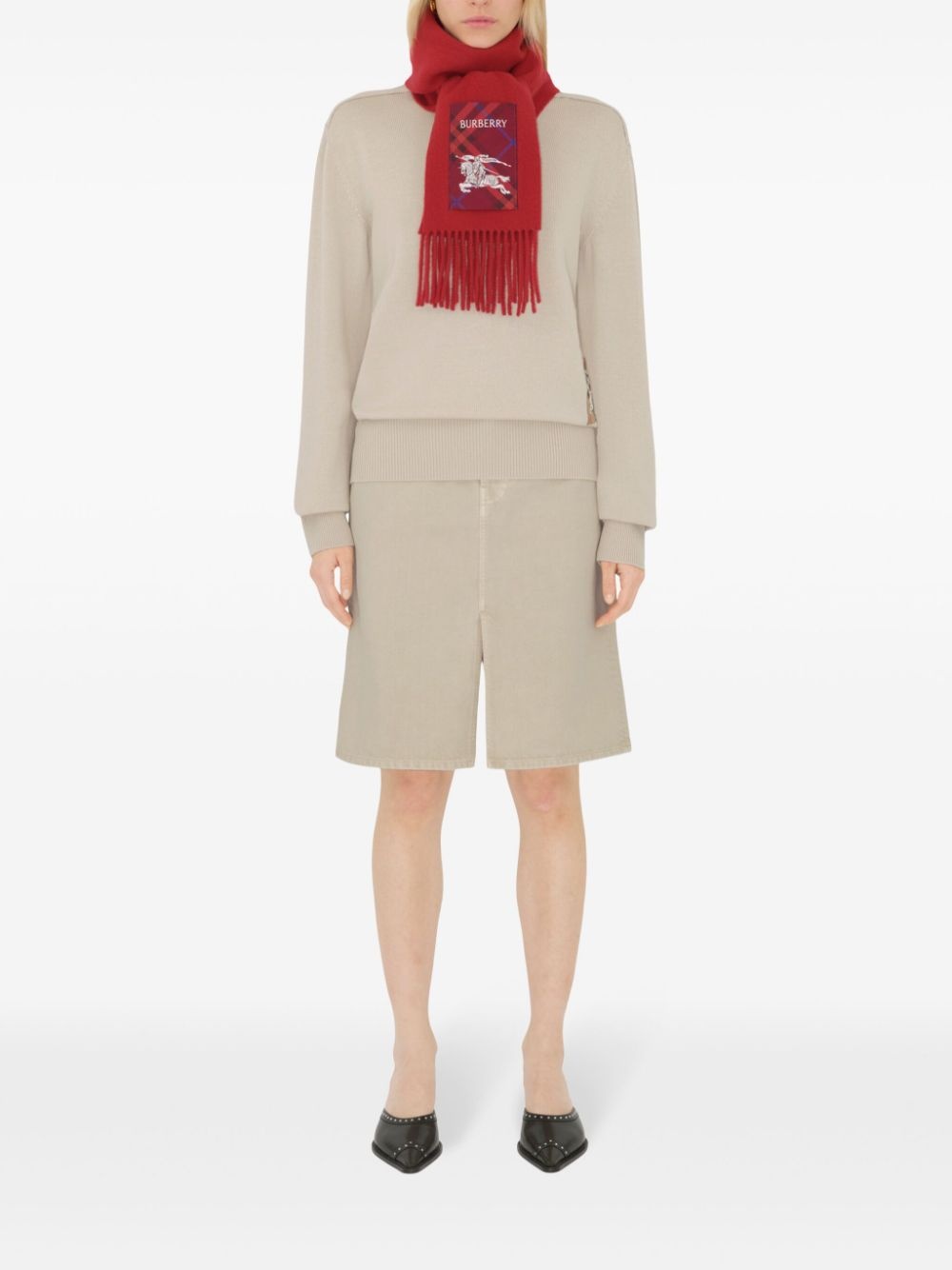 check-label cashmere scarf - 3