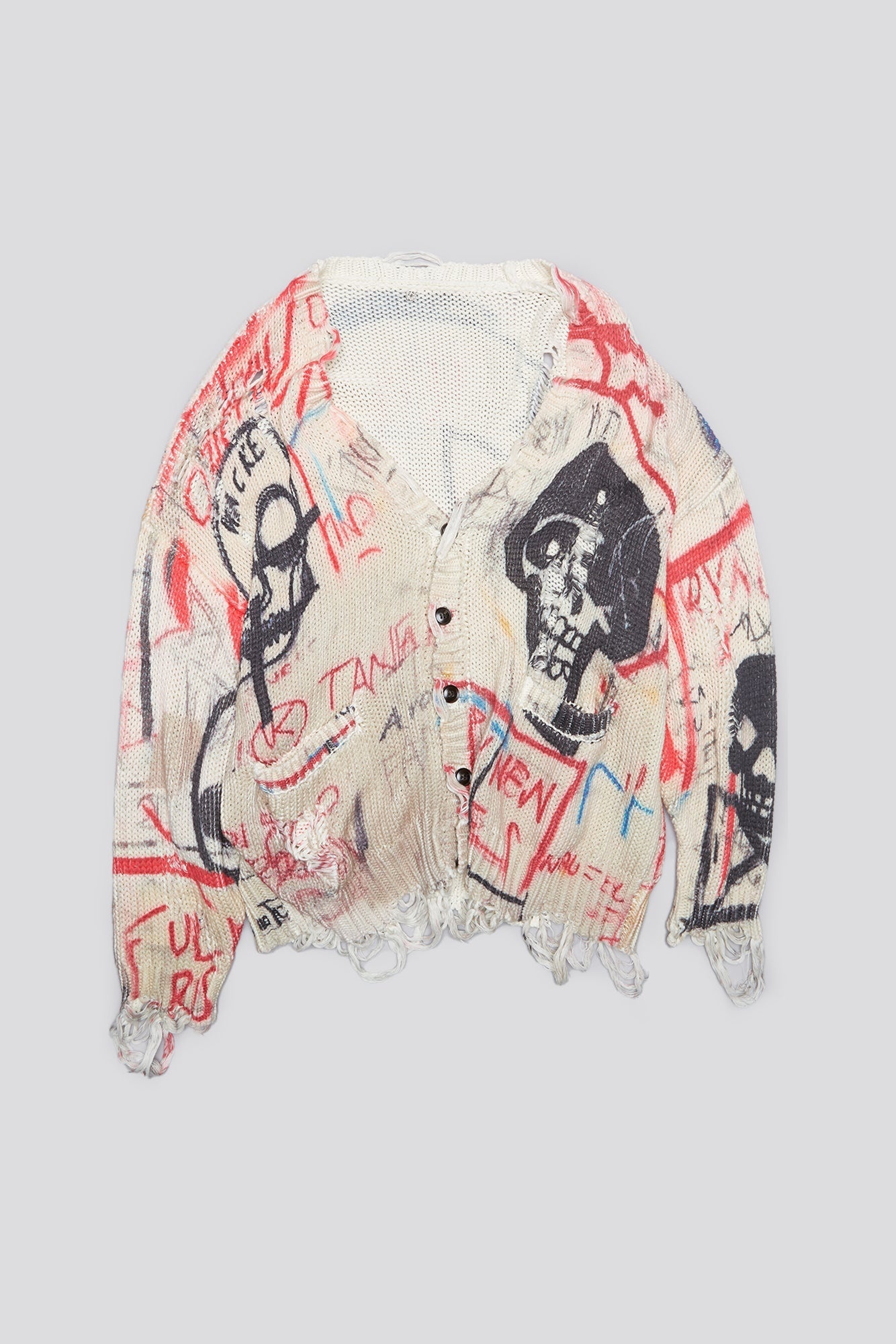 PRINTED OVERSIZED CARDIGAN - SKULL GRAFFITI PRINT - 4