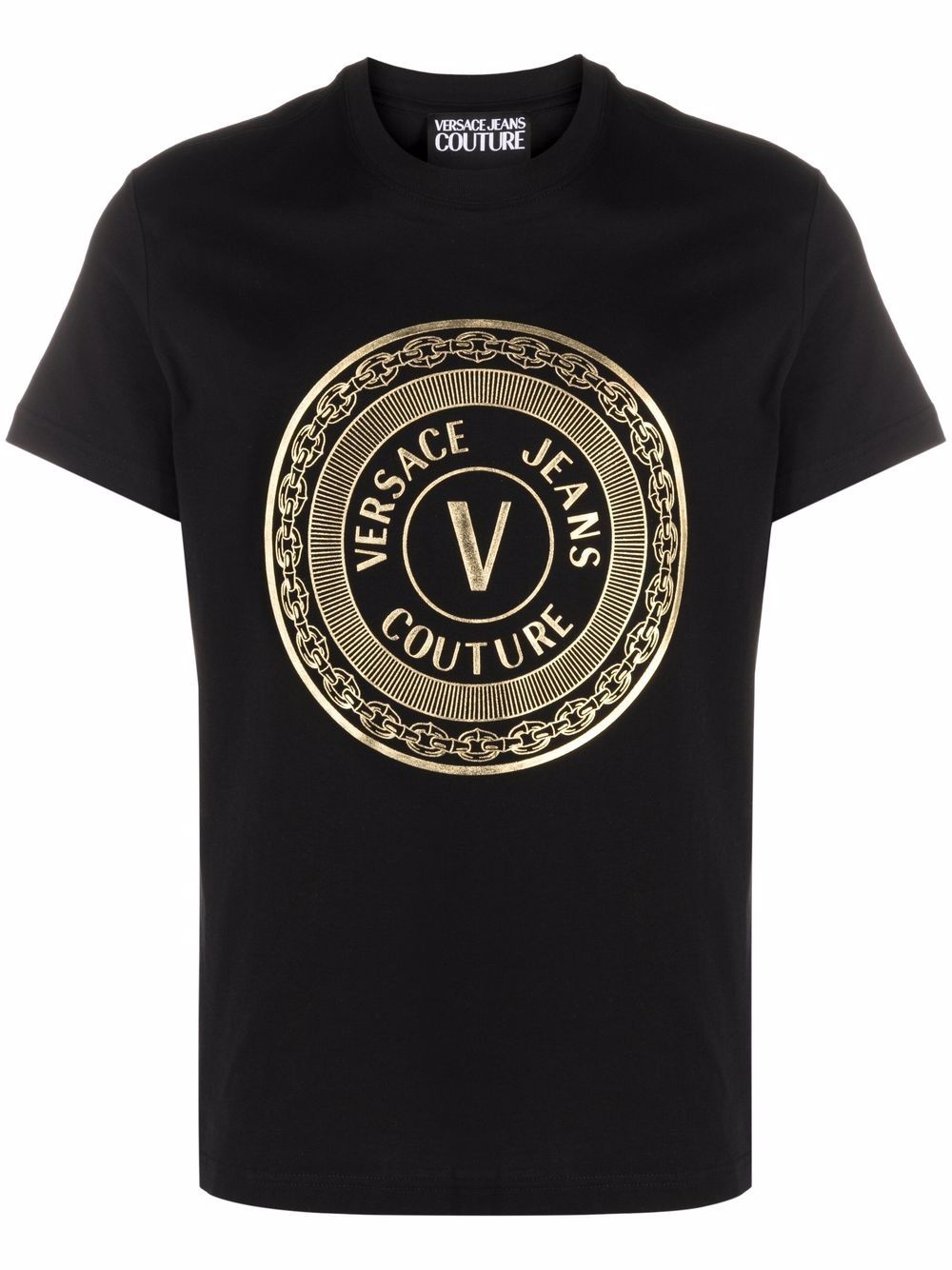 metallic logo-print T-shirt - 1