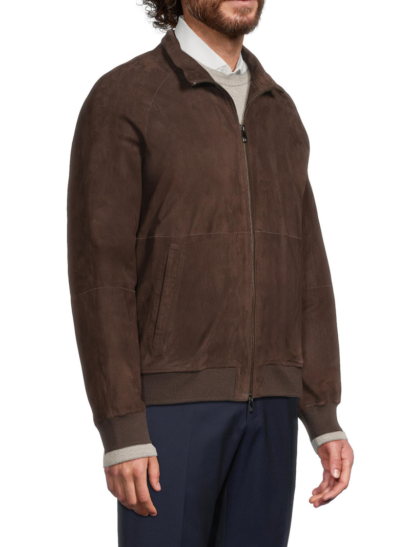 Men's Suede Zip Jacket - Brown 4